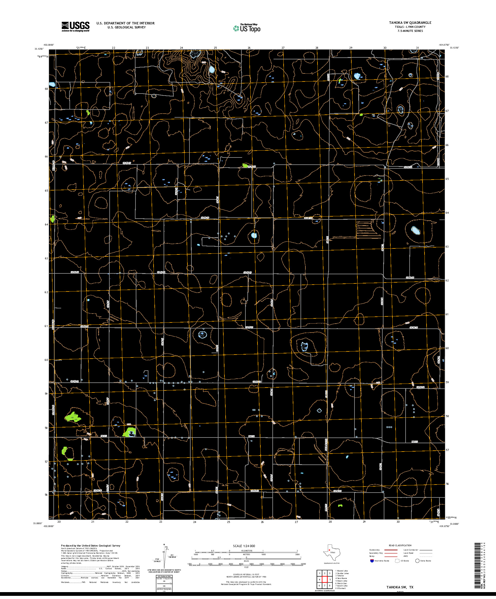 US TOPO 7.5-MINUTE MAP FOR TAHOKA SW, TX