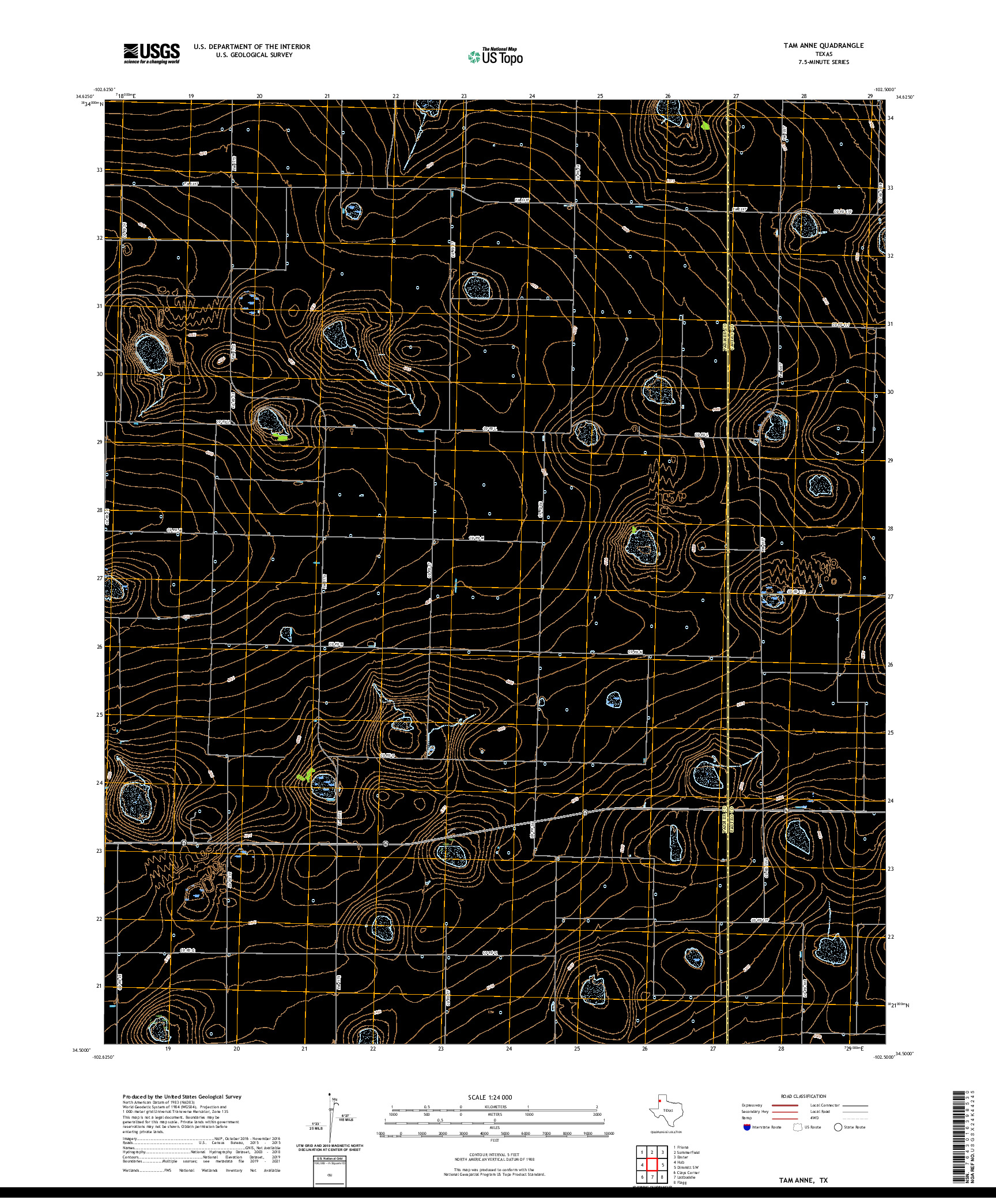 US TOPO 7.5-MINUTE MAP FOR TAM ANNE, TX