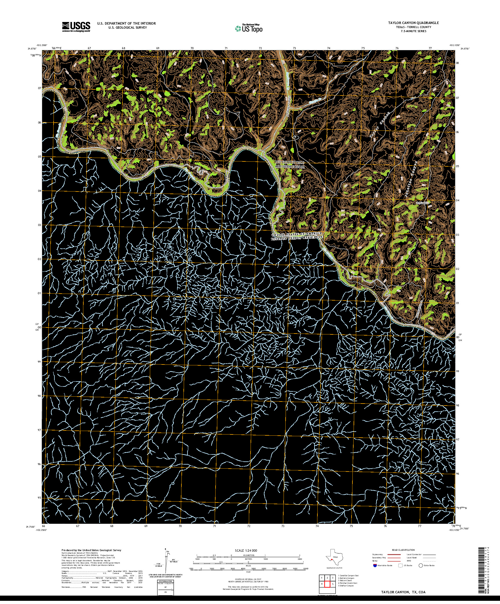 US TOPO 7.5-MINUTE MAP FOR TAYLOR CANYON, TX,COA