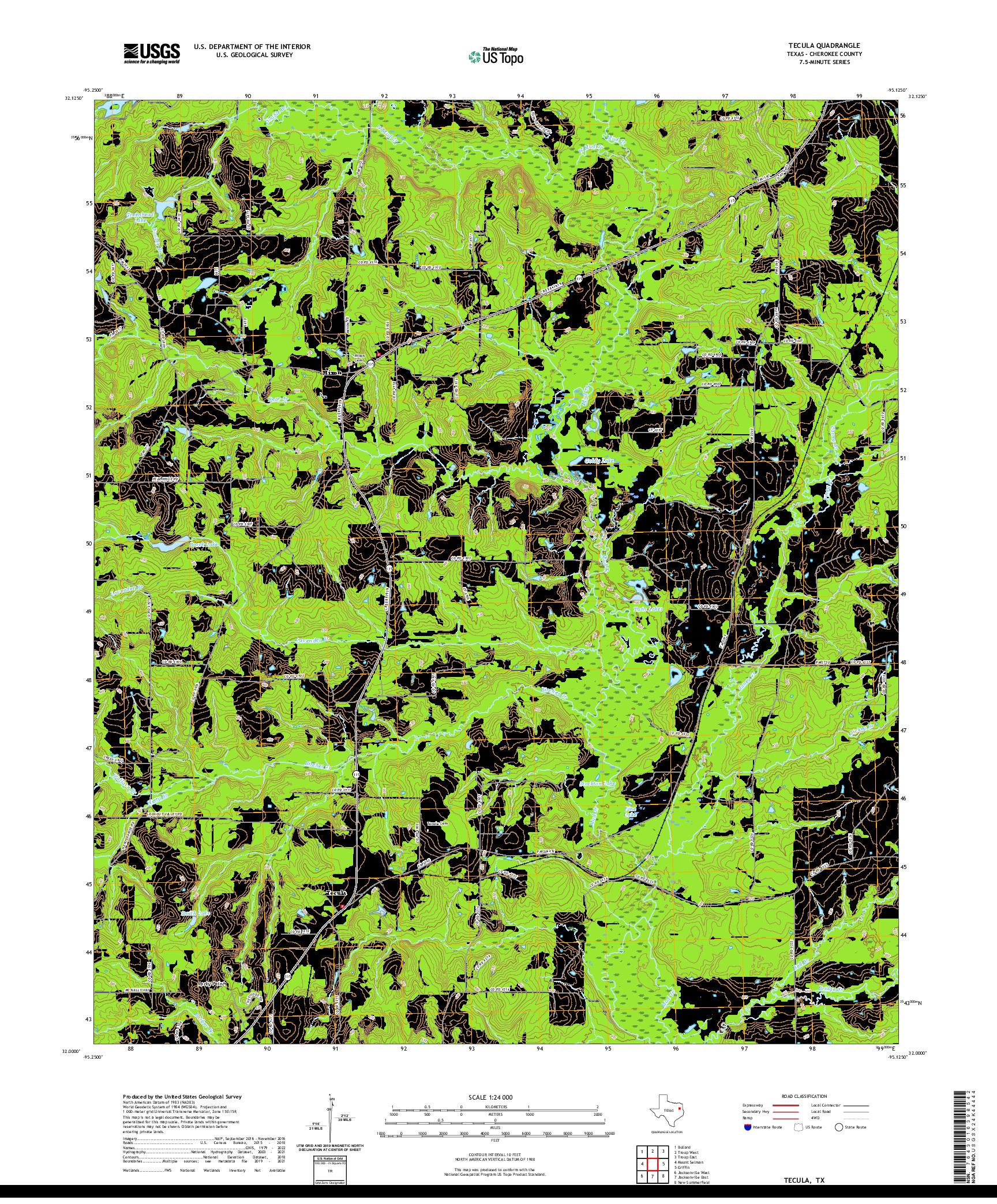 US TOPO 7.5-MINUTE MAP FOR TECULA, TX