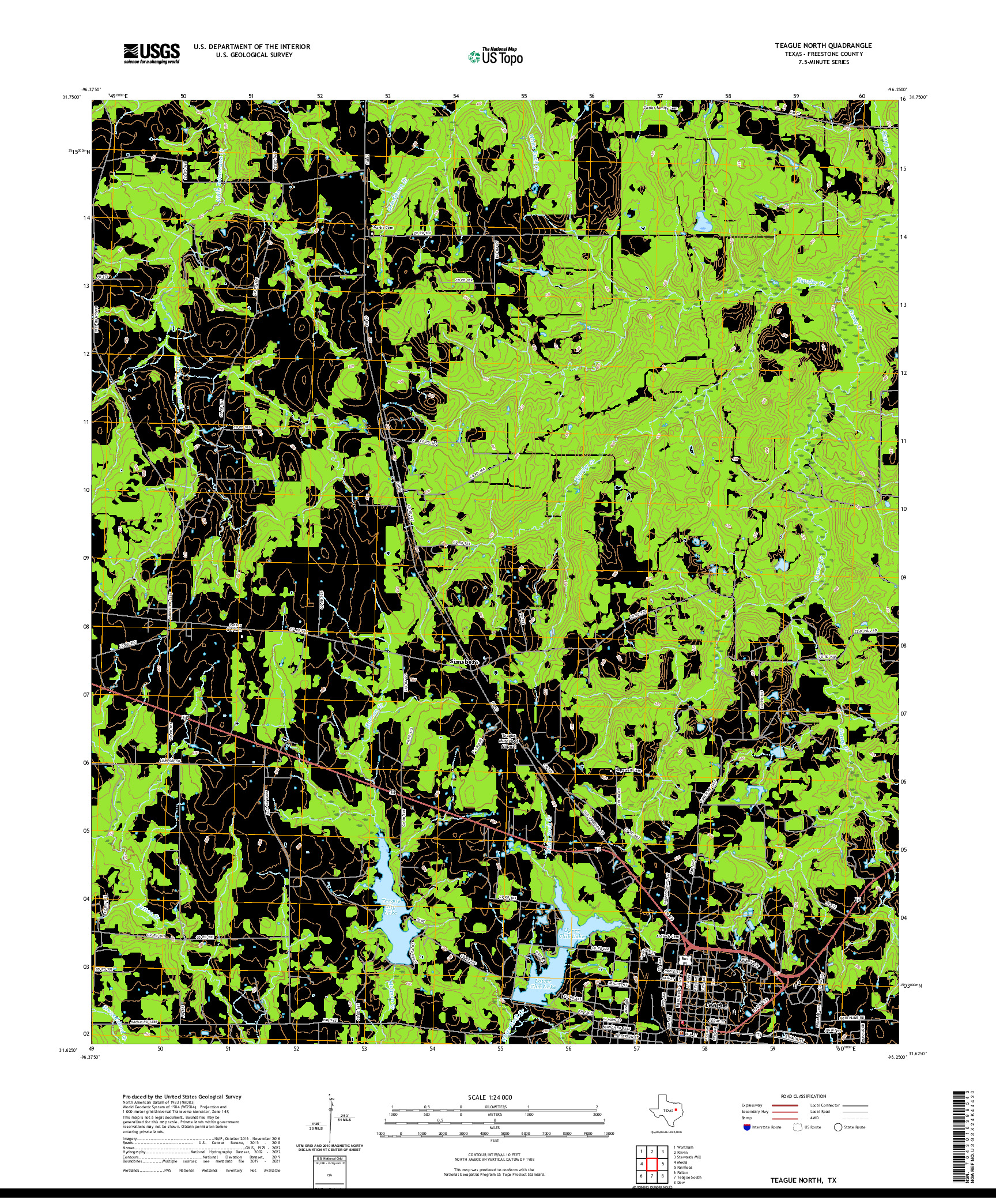 US TOPO 7.5-MINUTE MAP FOR TEAGUE NORTH, TX