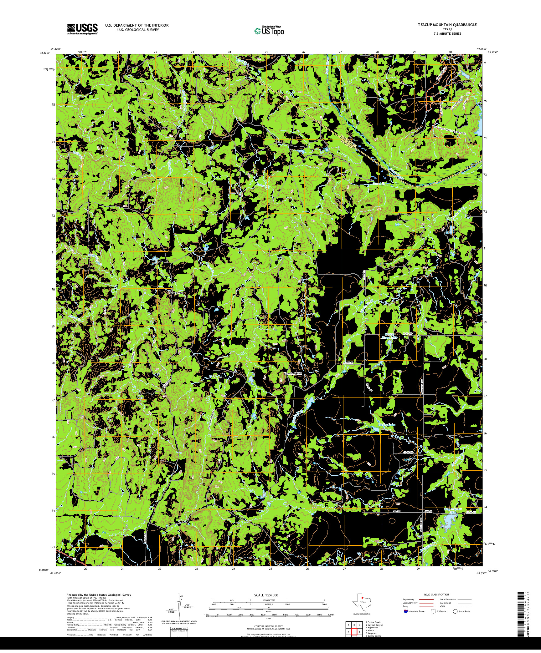 US TOPO 7.5-MINUTE MAP FOR TEACUP MOUNTAIN, TX