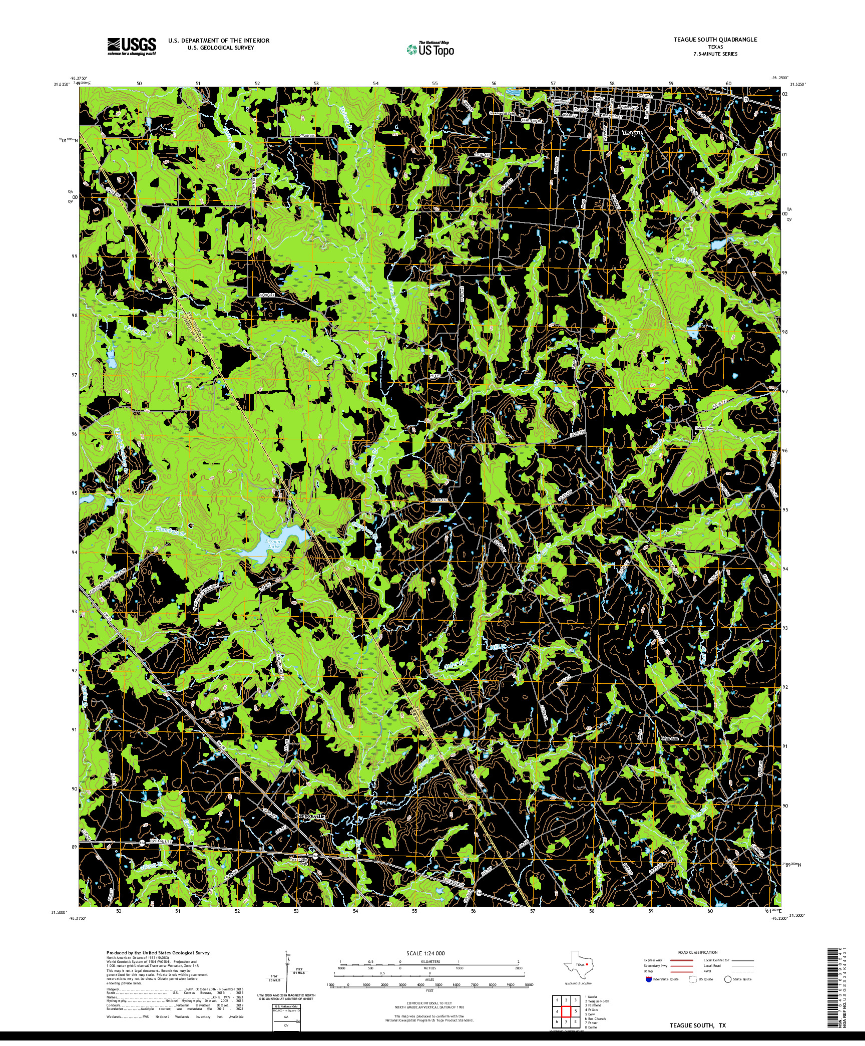 US TOPO 7.5-MINUTE MAP FOR TEAGUE SOUTH, TX