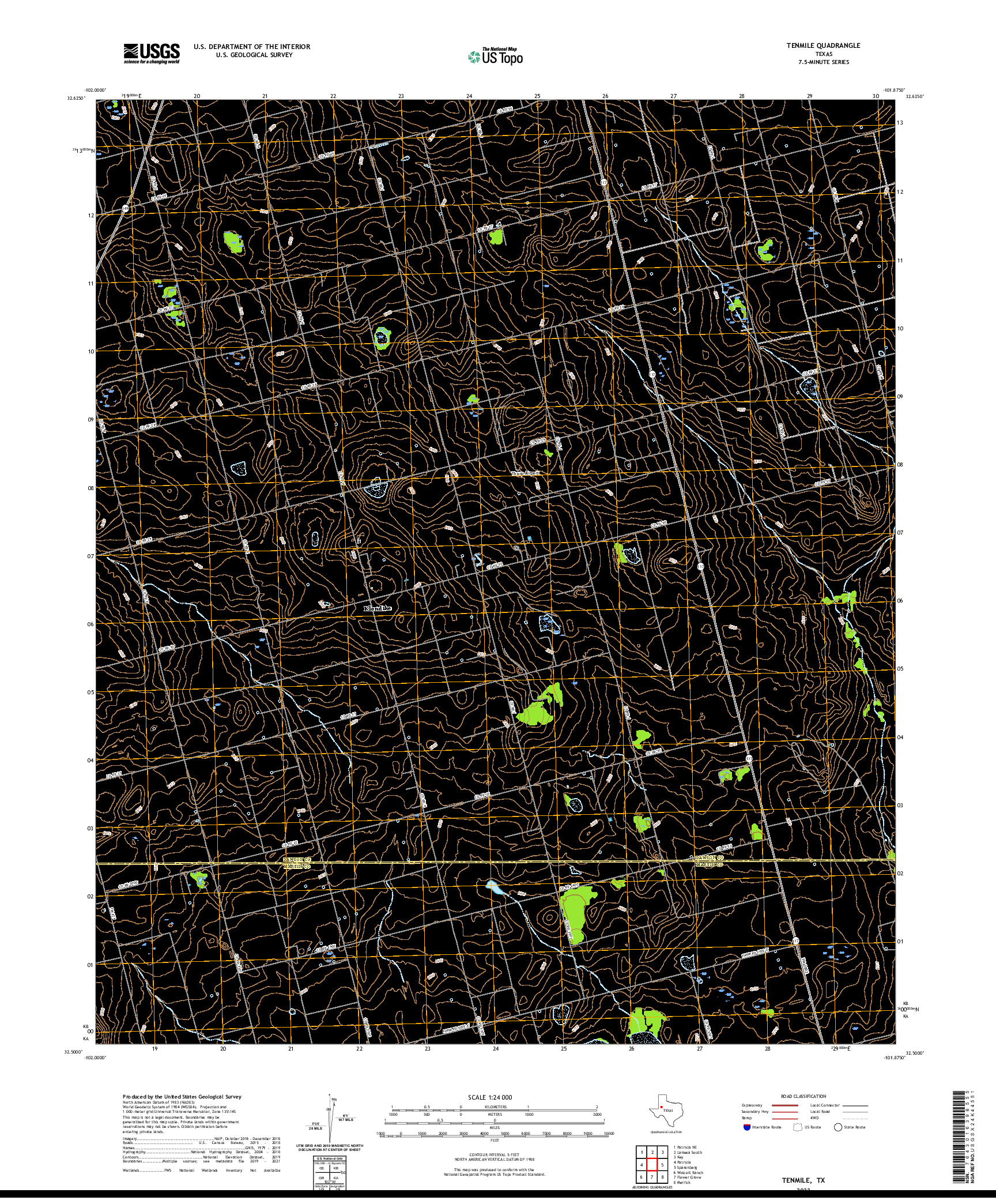 US TOPO 7.5-MINUTE MAP FOR TENMILE, TX