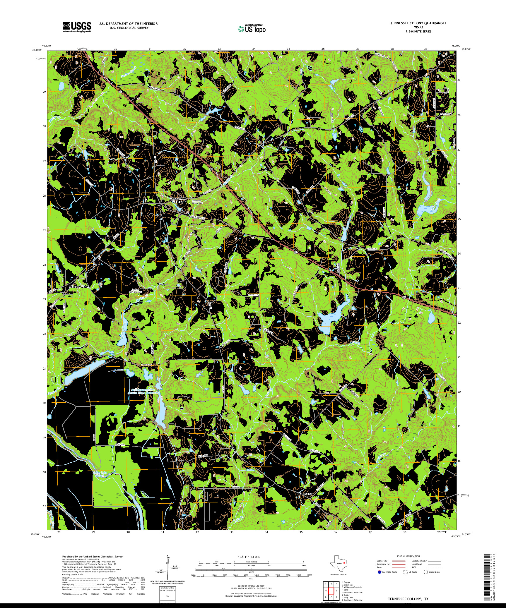 US TOPO 7.5-MINUTE MAP FOR TENNESSEE COLONY, TX