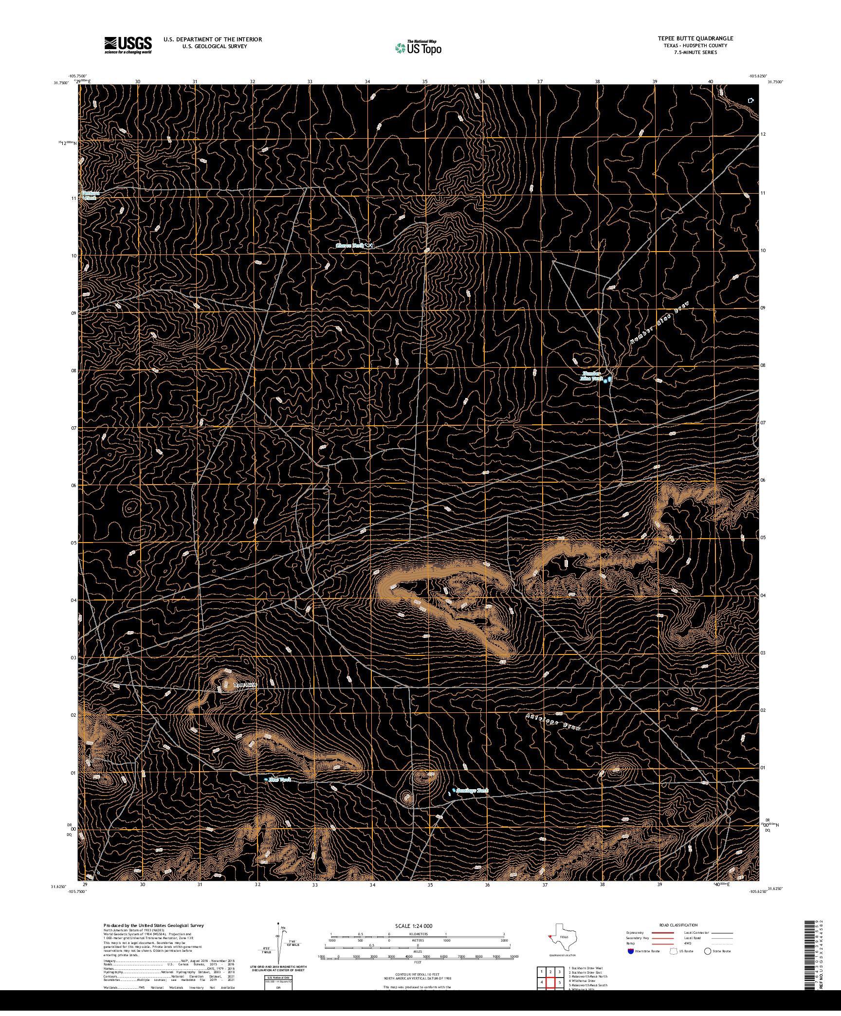 US TOPO 7.5-MINUTE MAP FOR TEPEE BUTTE, TX