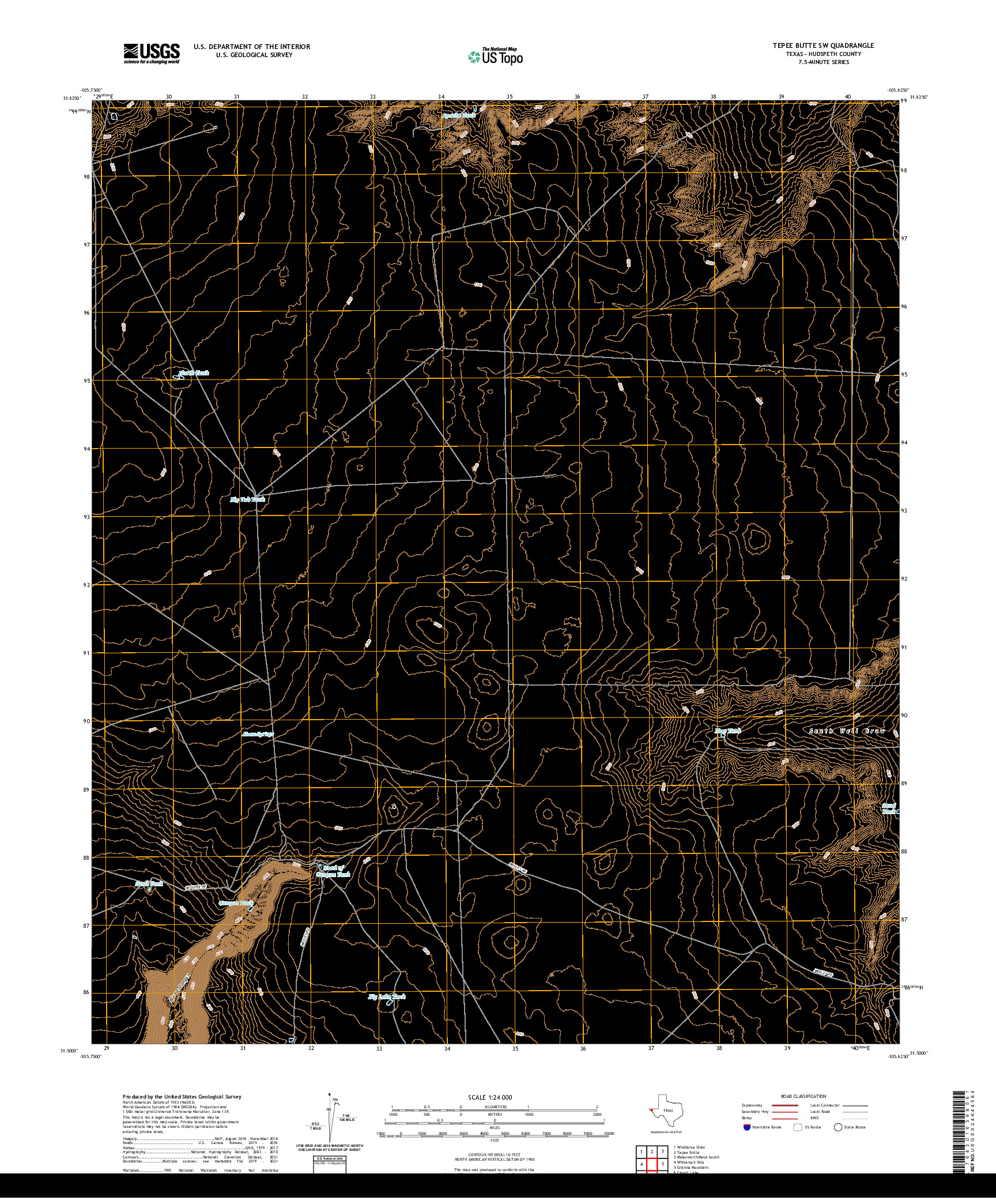 US TOPO 7.5-MINUTE MAP FOR TEPEE BUTTE SW, TX