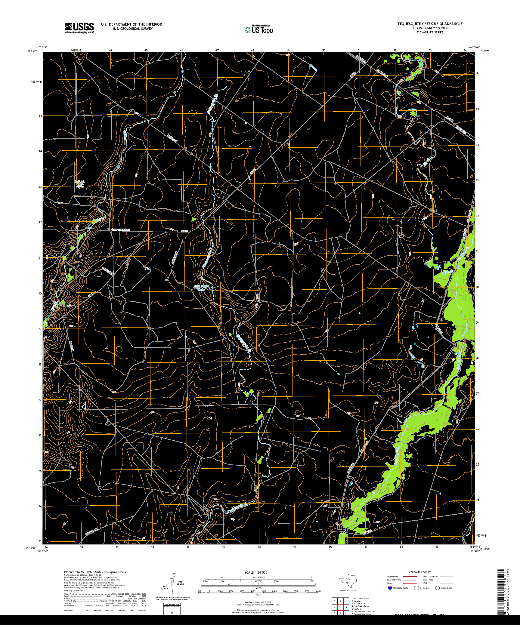 US TOPO 7.5-MINUTE MAP FOR TEQUESQUITE CREEK NE, TX