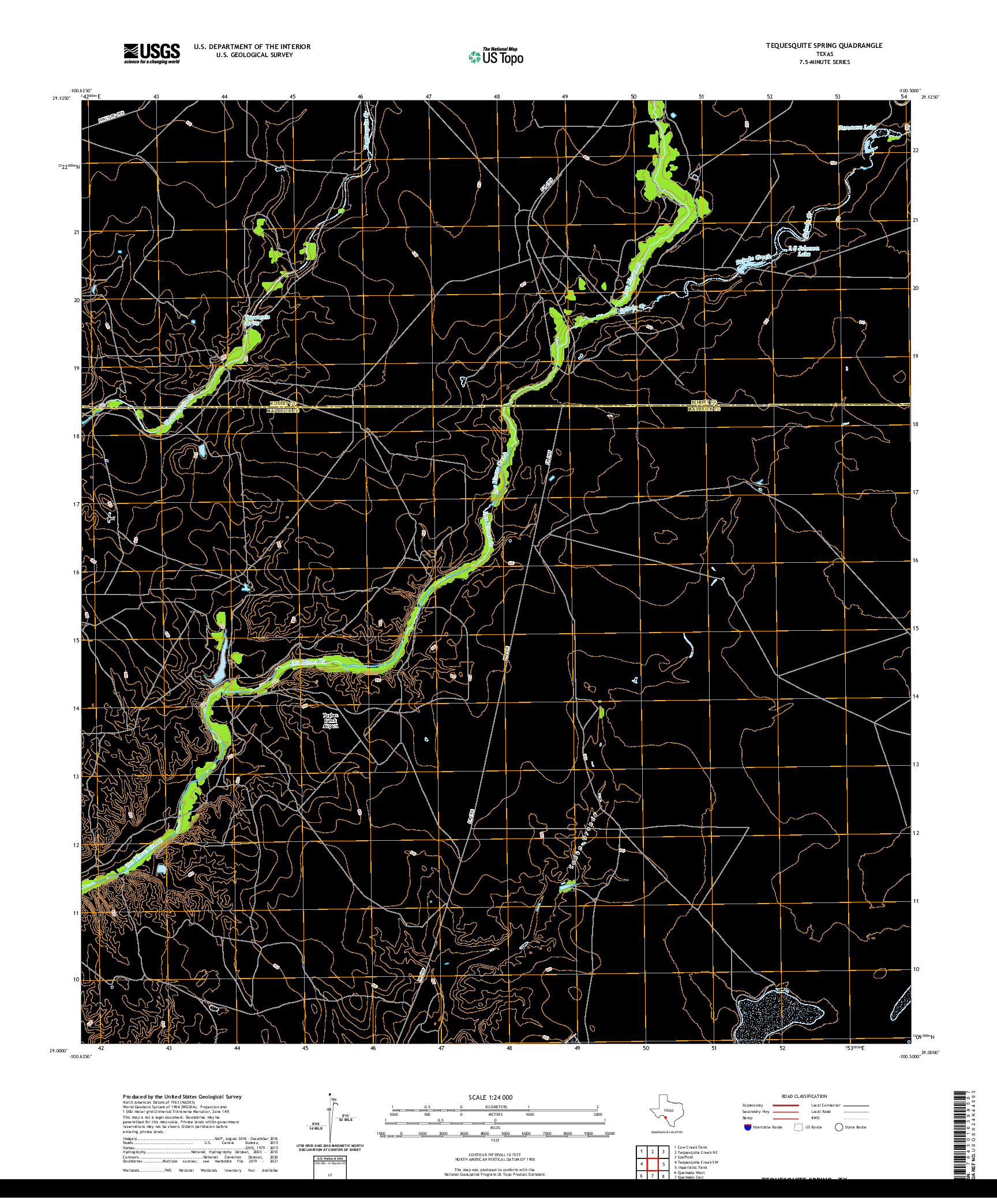 US TOPO 7.5-MINUTE MAP FOR TEQUESQUITE SPRING, TX