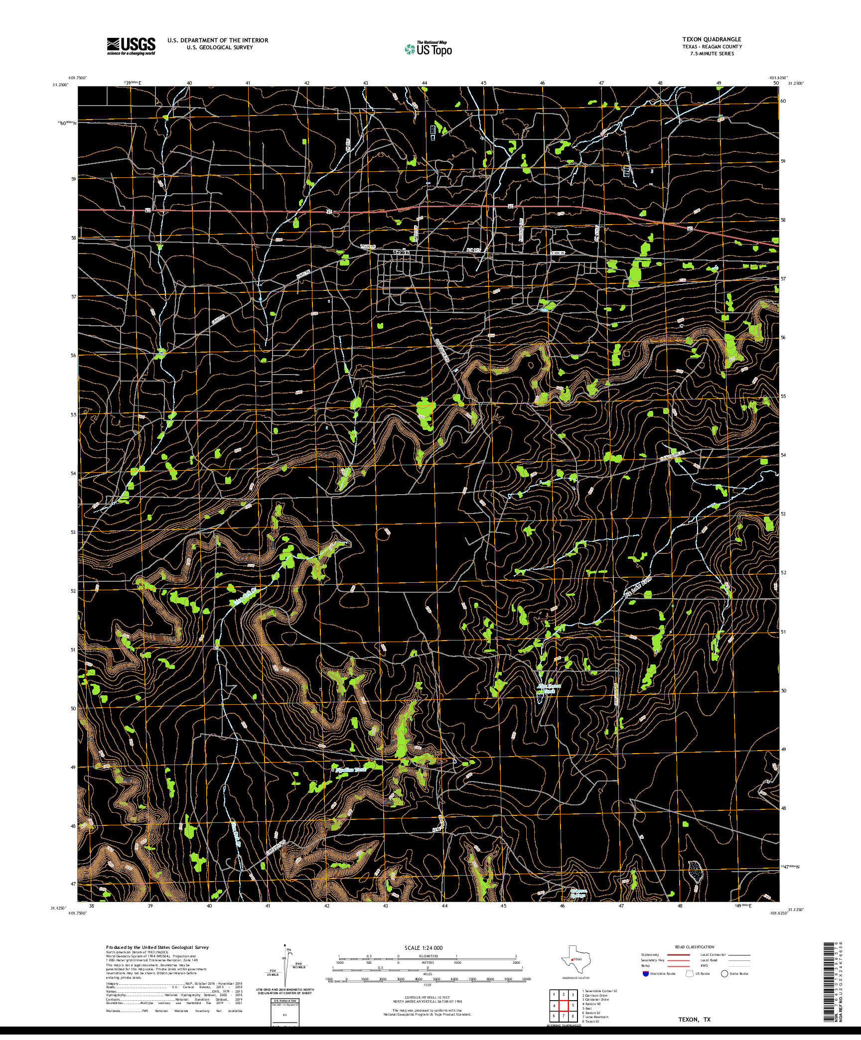 US TOPO 7.5-MINUTE MAP FOR TEXON, TX