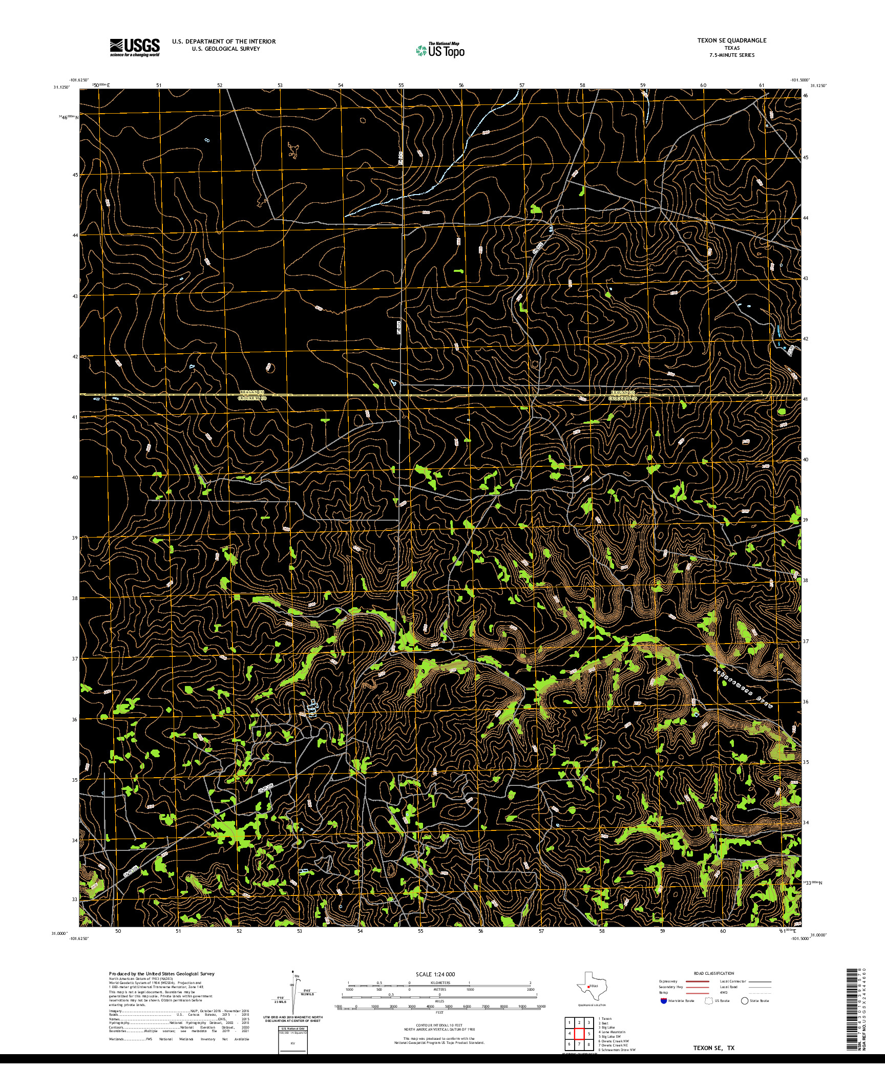 US TOPO 7.5-MINUTE MAP FOR TEXON SE, TX