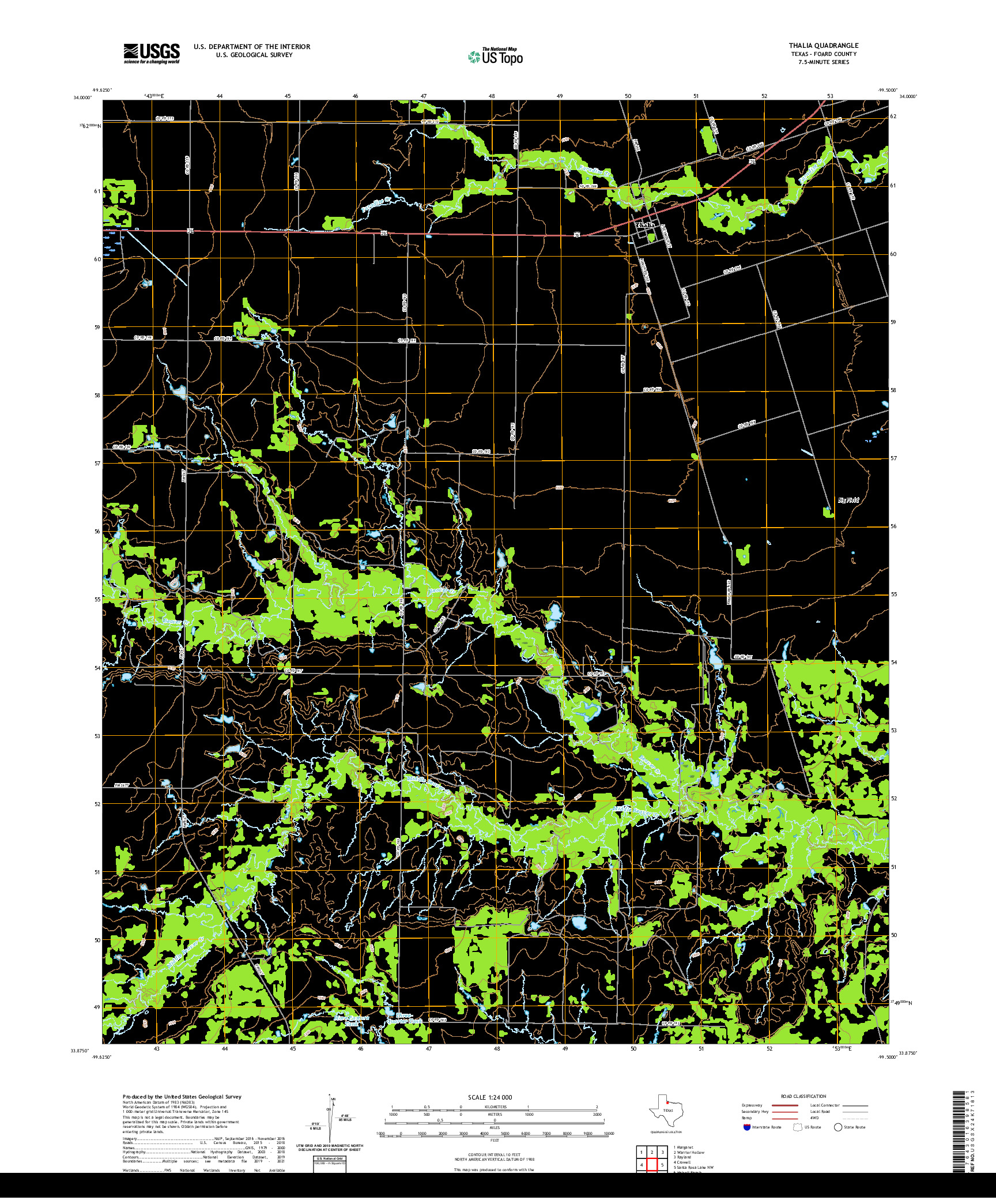 US TOPO 7.5-MINUTE MAP FOR THALIA, TX