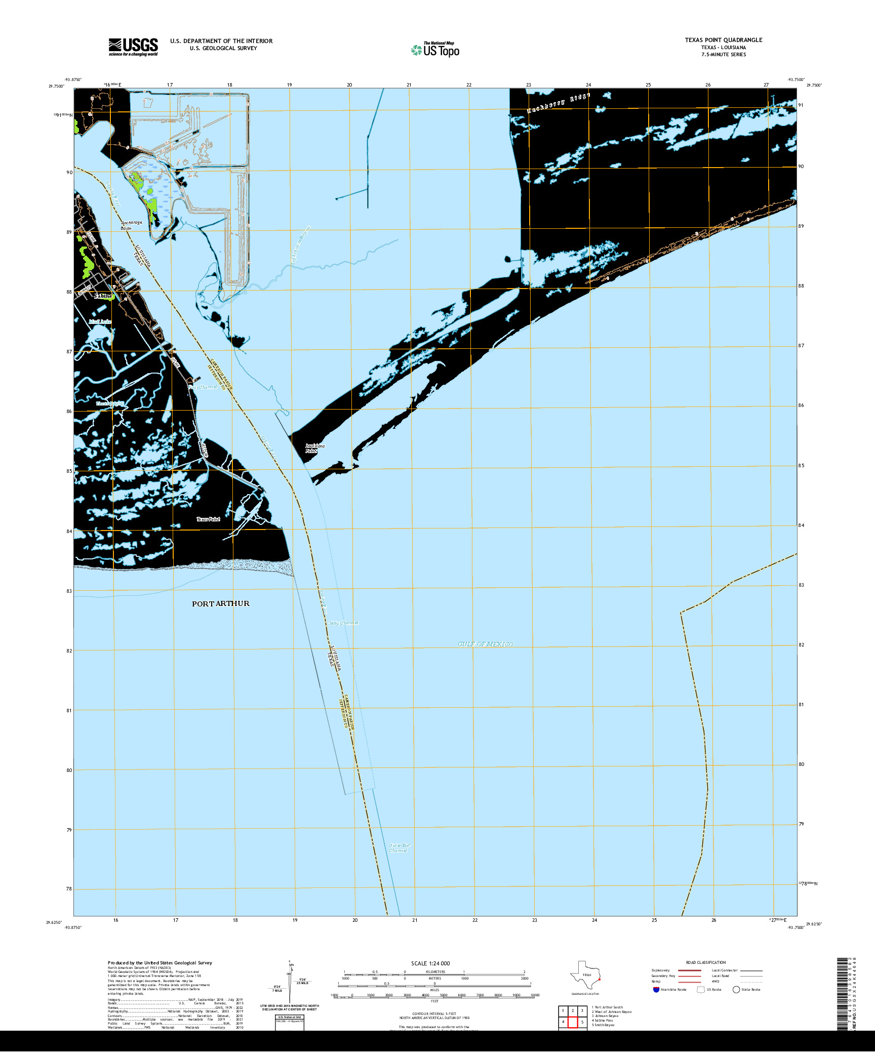 US TOPO 7.5-MINUTE MAP FOR TEXAS POINT, TX,LA