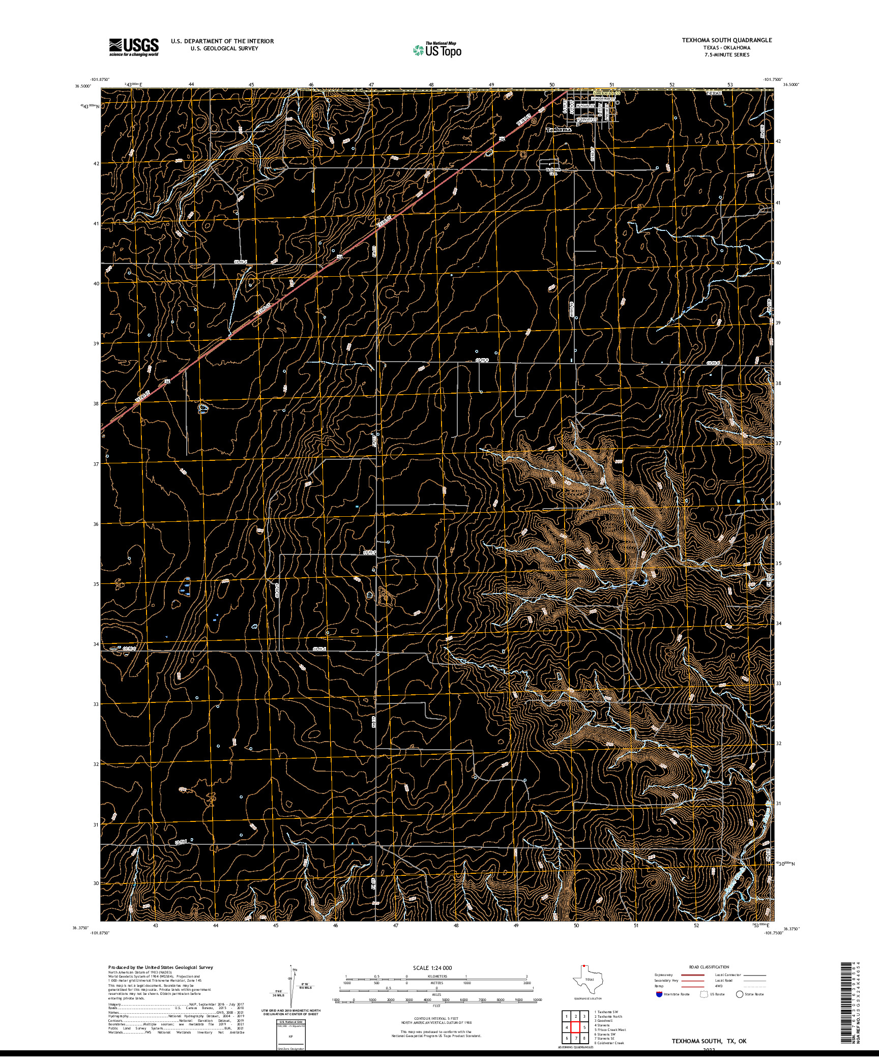 US TOPO 7.5-MINUTE MAP FOR TEXHOMA SOUTH, TX,OK