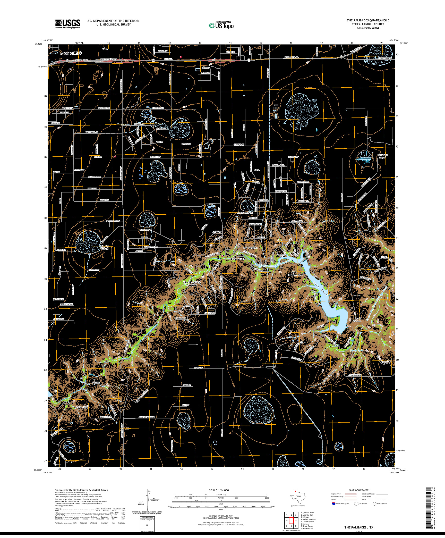 US TOPO 7.5-MINUTE MAP FOR THE PALISADES, TX