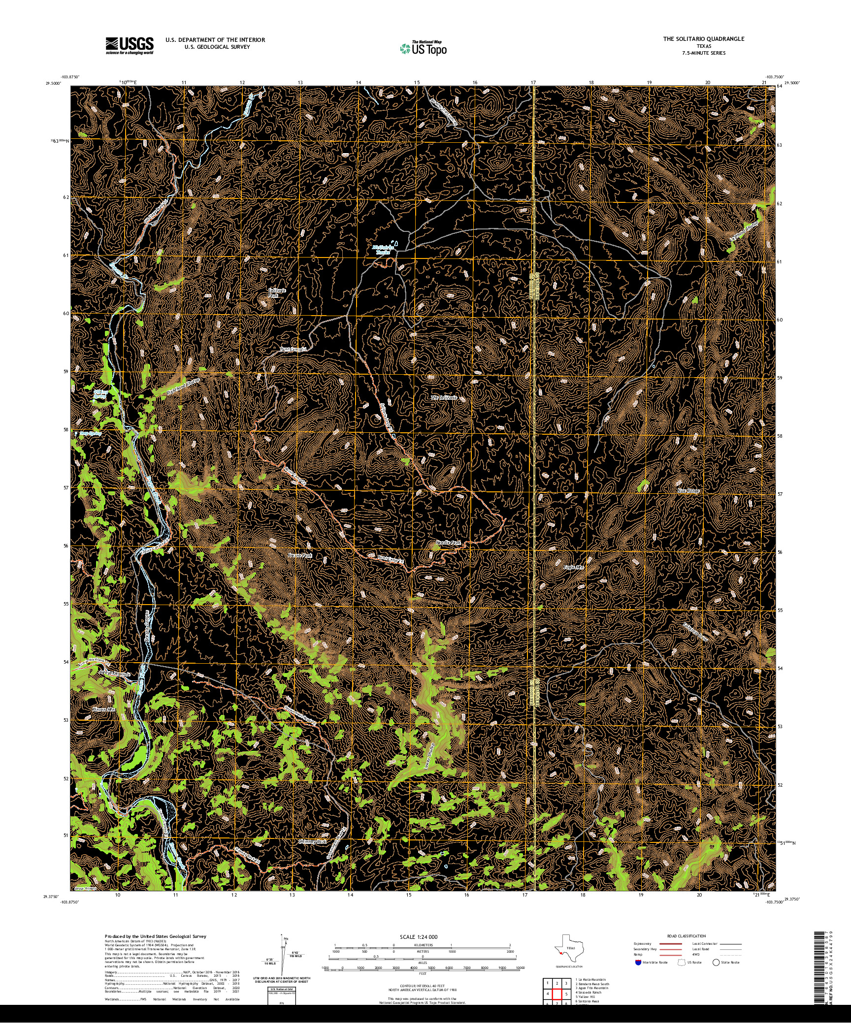 US TOPO 7.5-MINUTE MAP FOR THE SOLITARIO, TX