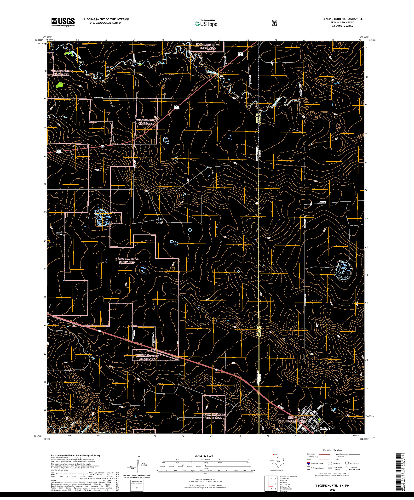 US TOPO 7.5-MINUTE MAP FOR TEXLINE NORTH, TX,NM