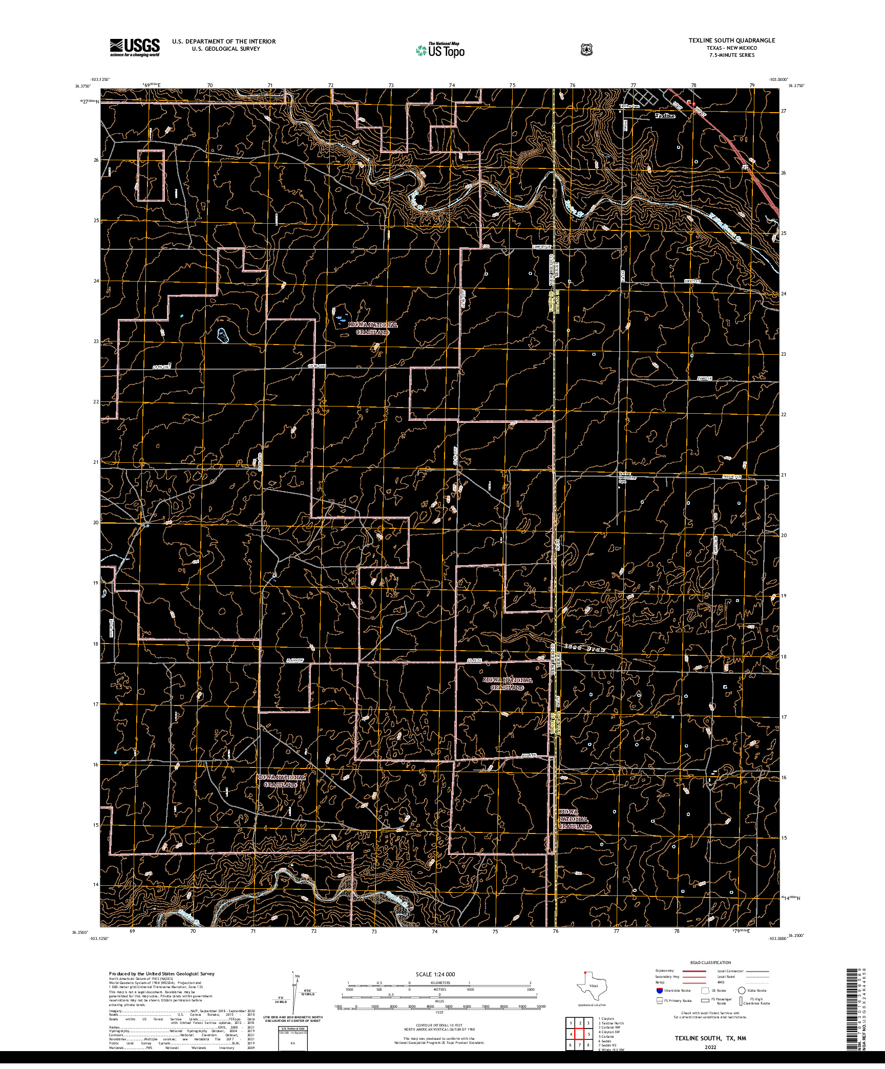 US TOPO 7.5-MINUTE MAP FOR TEXLINE SOUTH, TX,NM