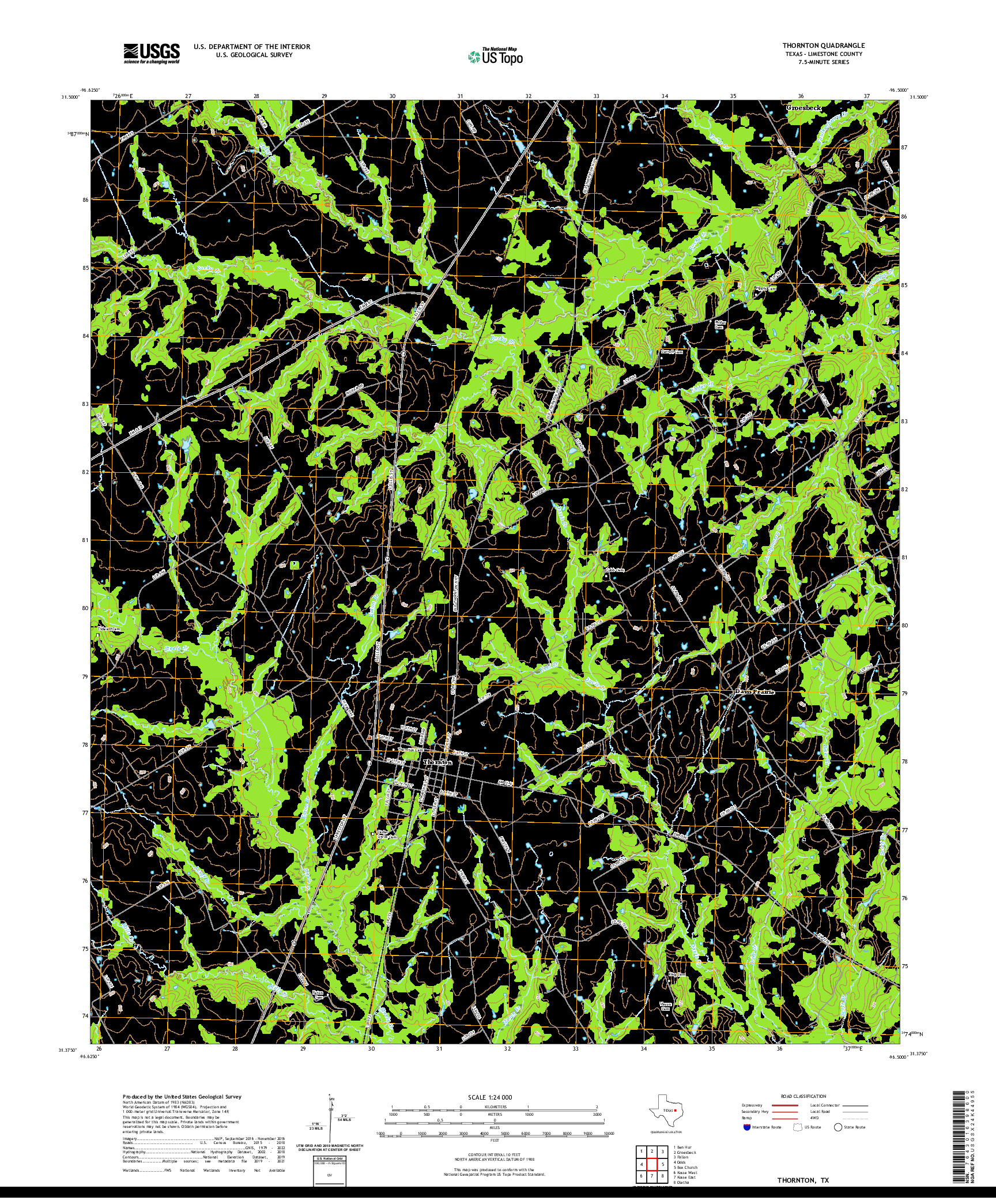 US TOPO 7.5-MINUTE MAP FOR THORNTON, TX