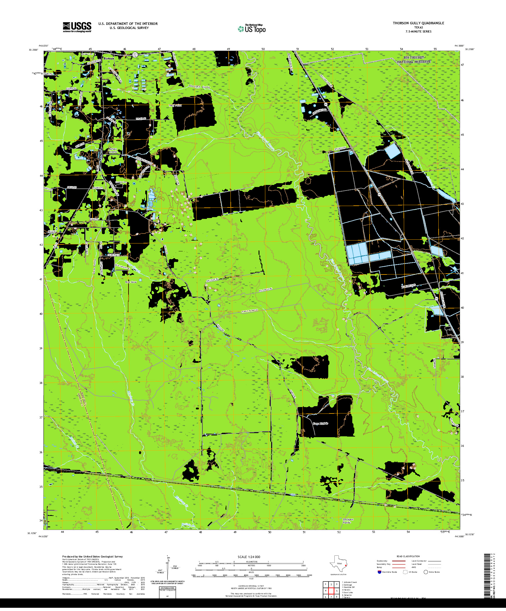 US TOPO 7.5-MINUTE MAP FOR THORSON GULLY, TX