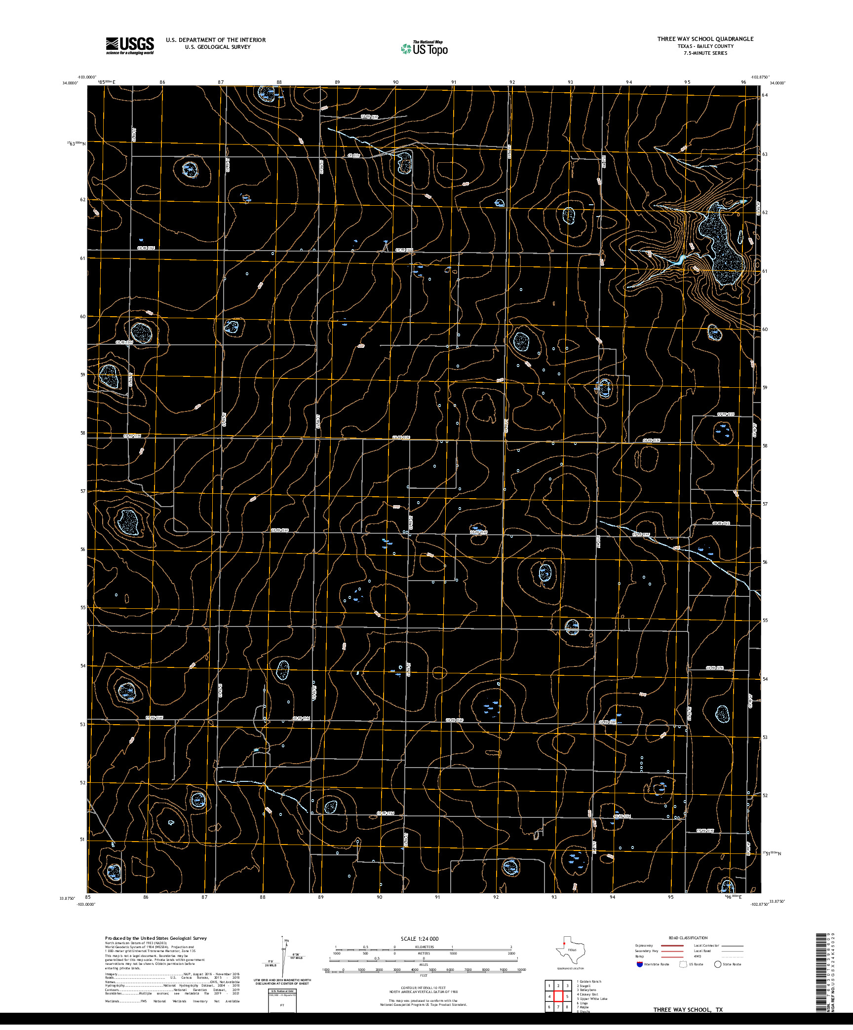 US TOPO 7.5-MINUTE MAP FOR THREE WAY SCHOOL, TX