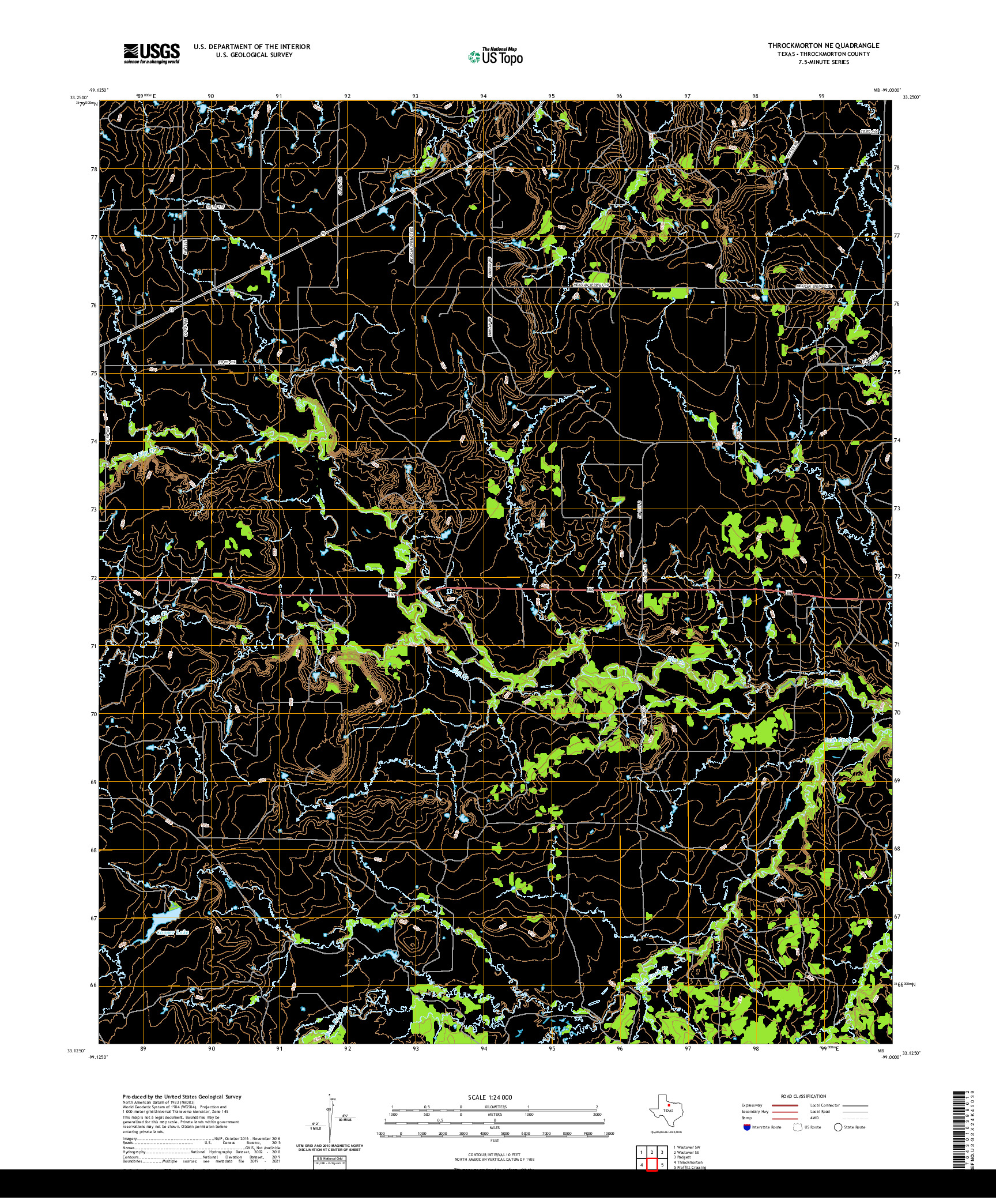 US TOPO 7.5-MINUTE MAP FOR THROCKMORTON NE, TX