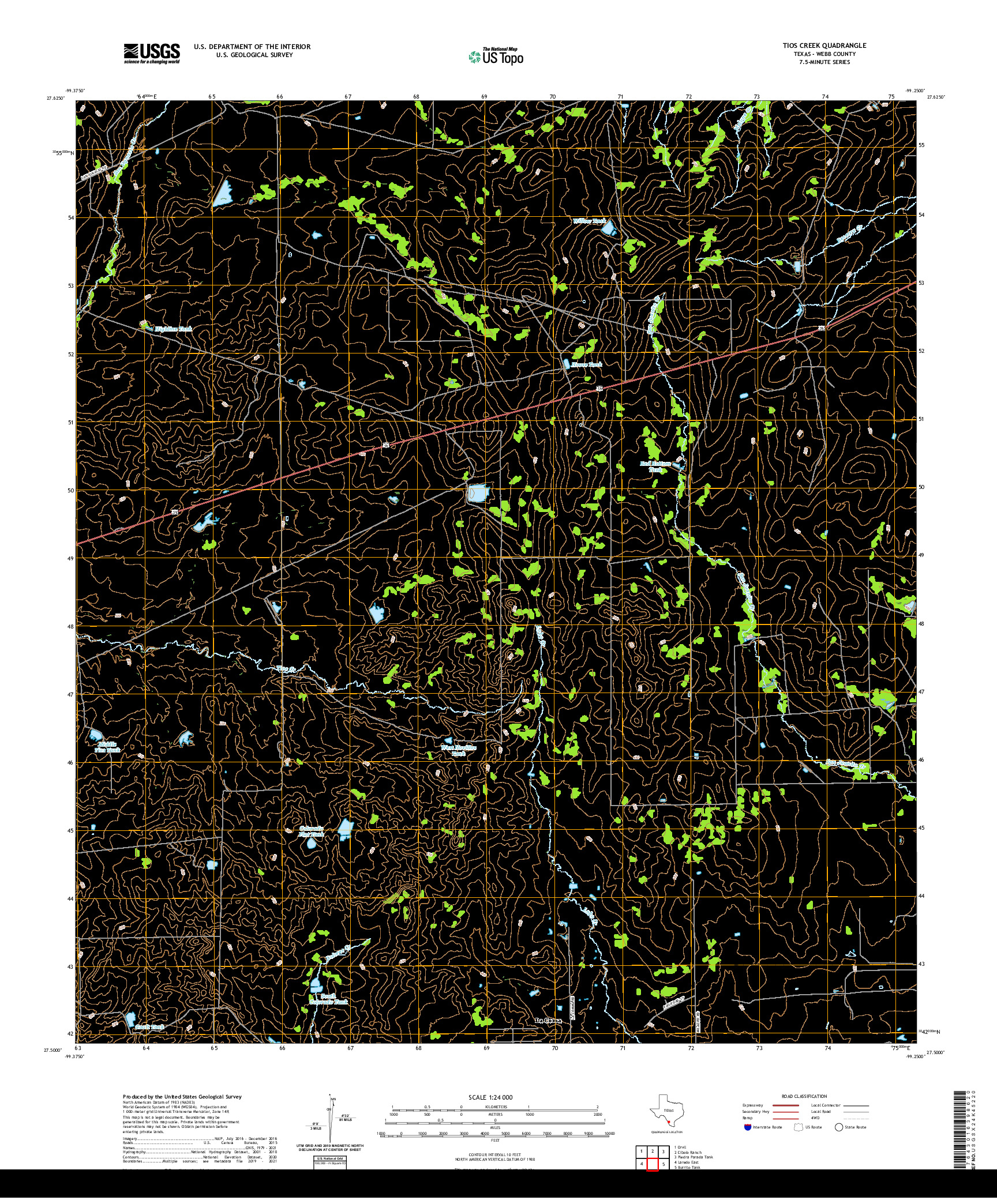 US TOPO 7.5-MINUTE MAP FOR TIOS CREEK, TX