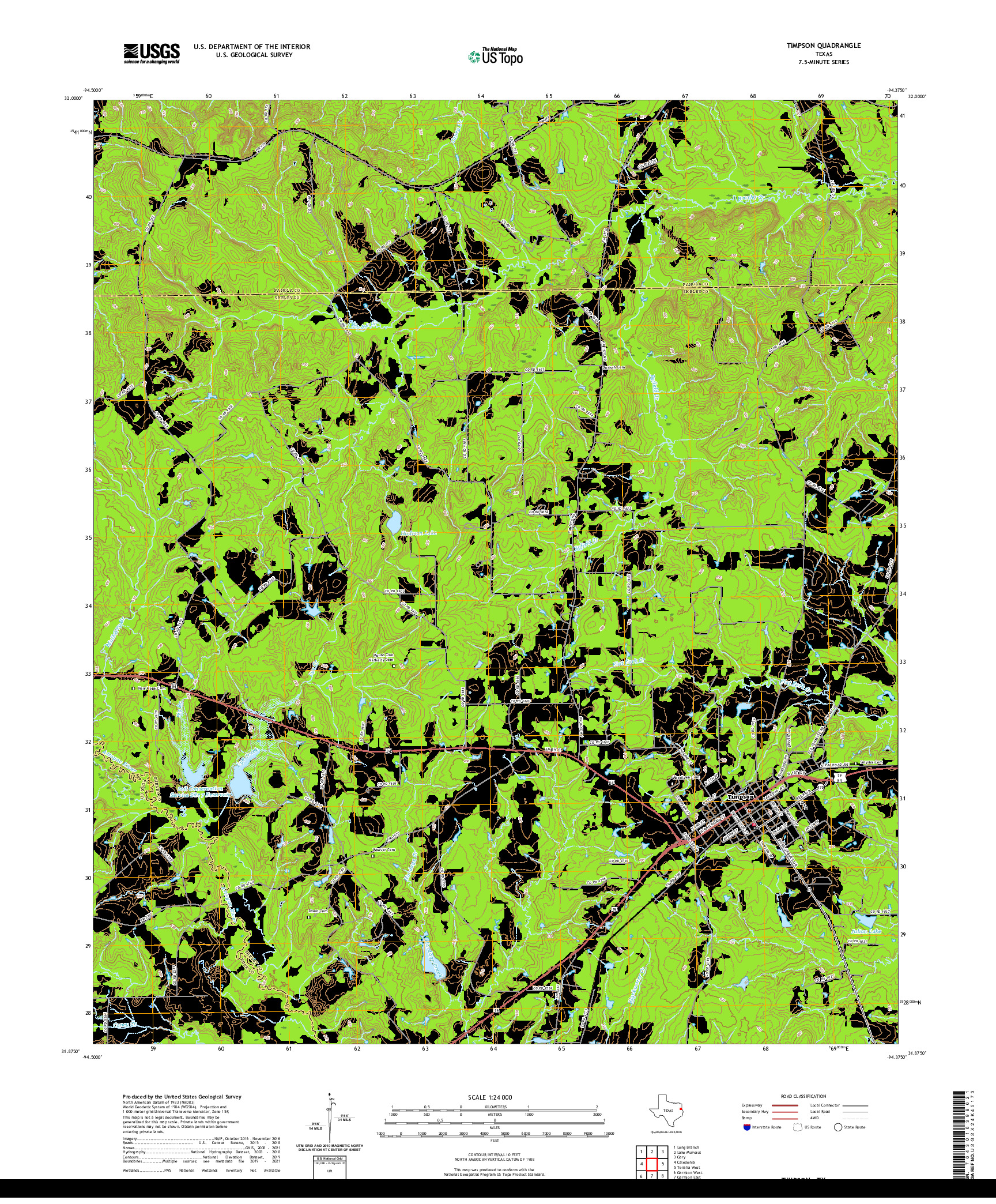 US TOPO 7.5-MINUTE MAP FOR TIMPSON, TX