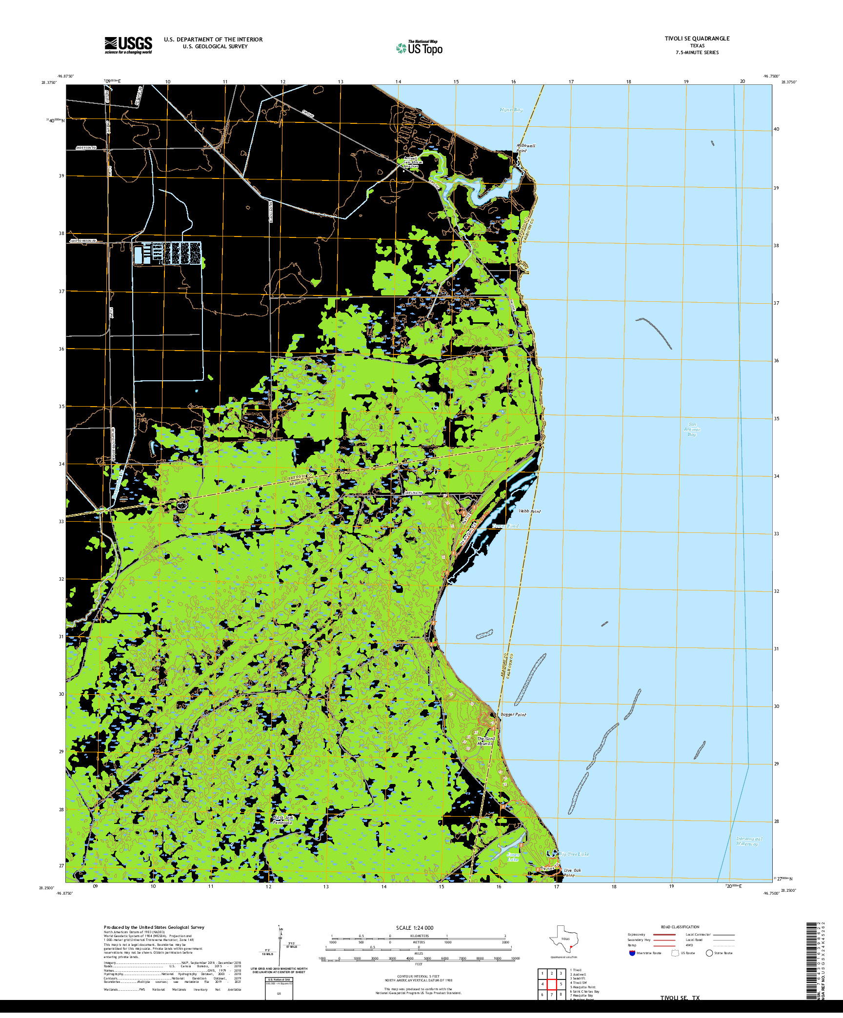 US TOPO 7.5-MINUTE MAP FOR TIVOLI SE, TX