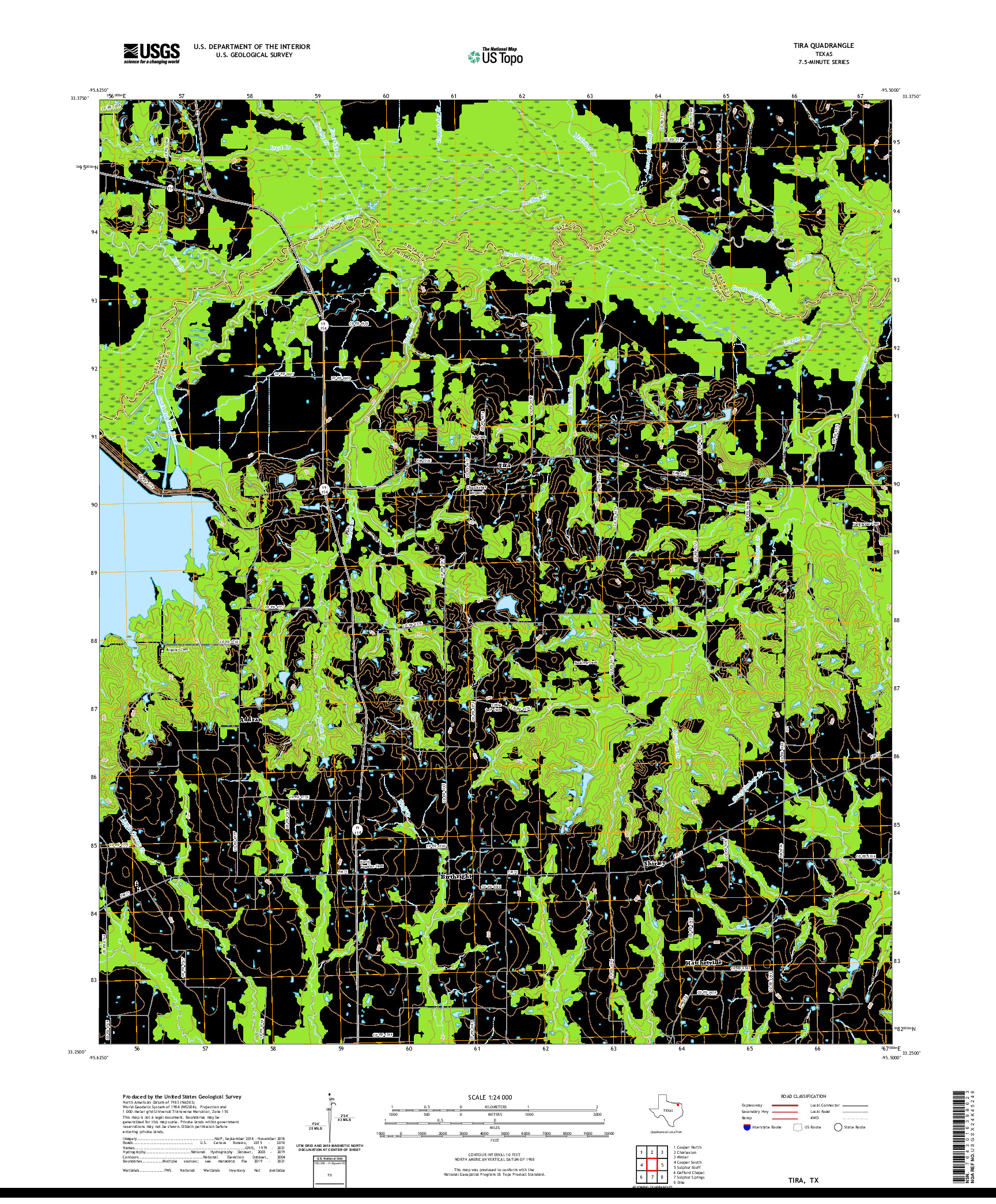 US TOPO 7.5-MINUTE MAP FOR TIRA, TX