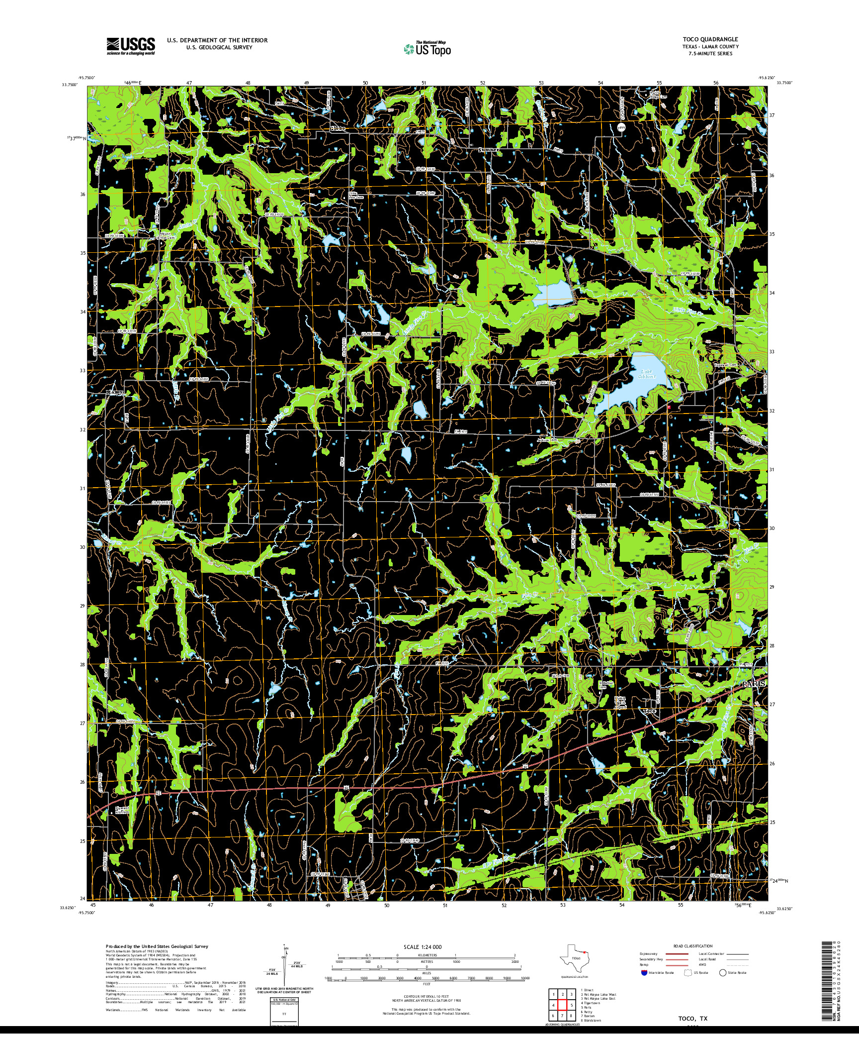 US TOPO 7.5-MINUTE MAP FOR TOCO, TX