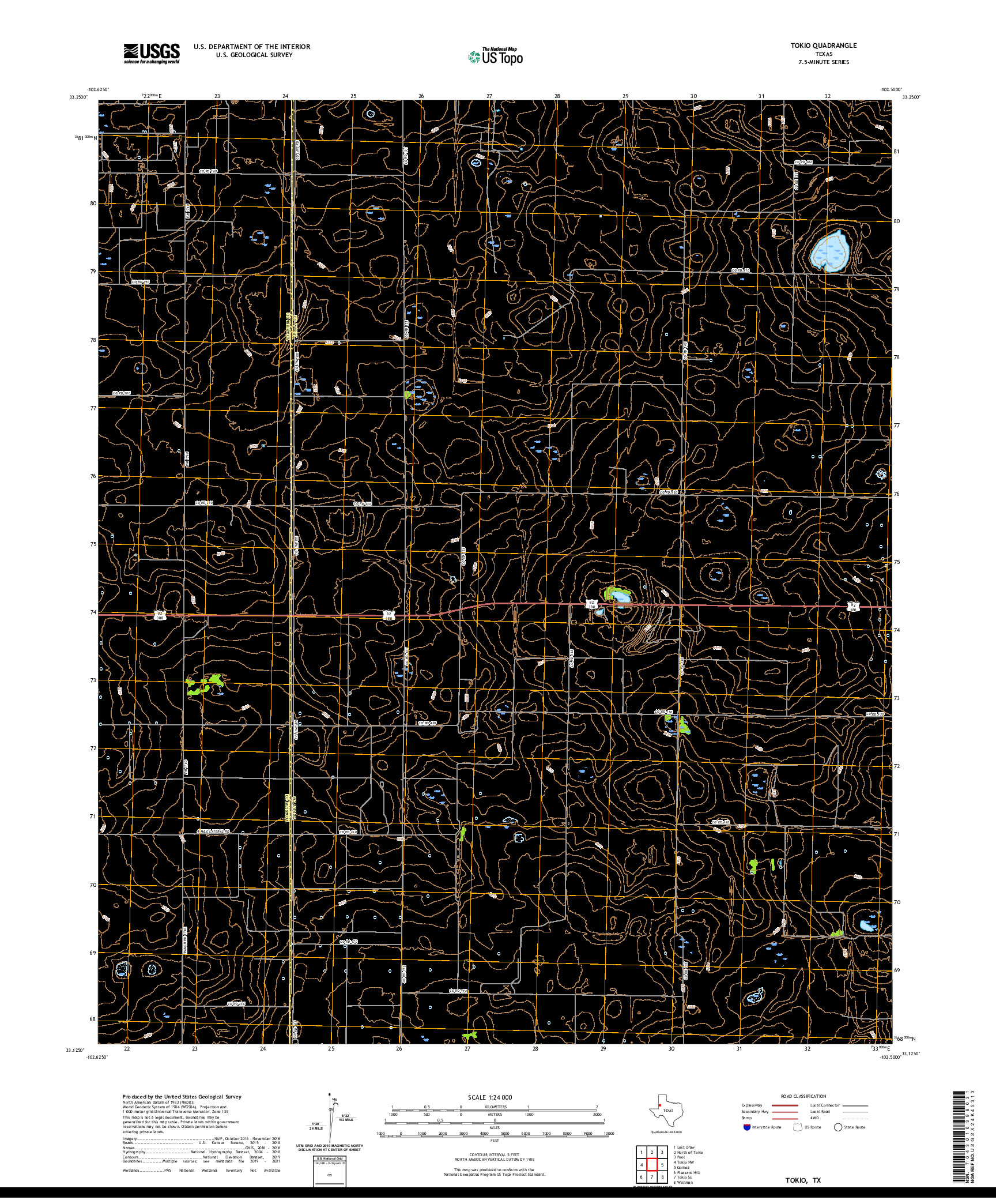 US TOPO 7.5-MINUTE MAP FOR TOKIO, TX