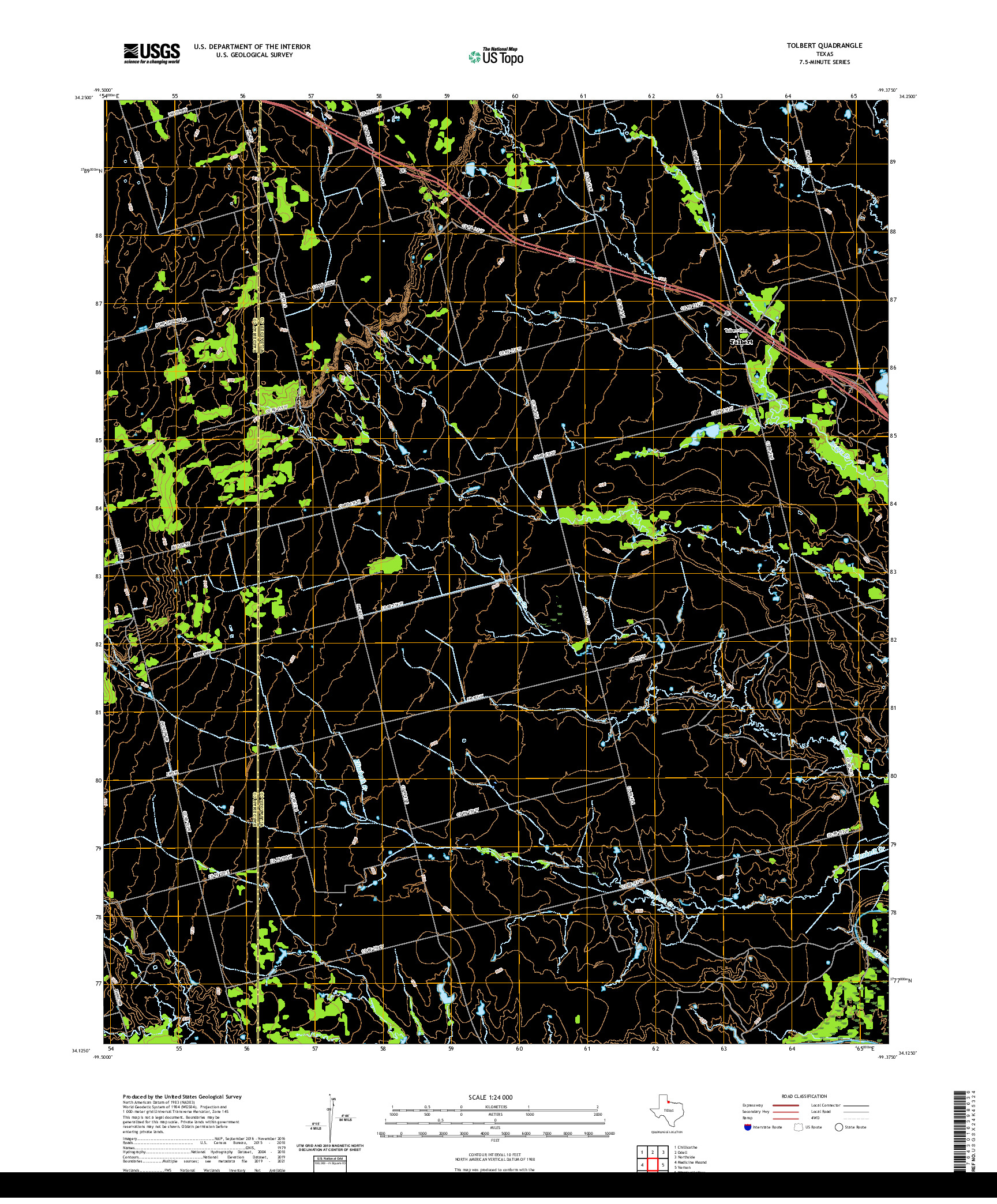 US TOPO 7.5-MINUTE MAP FOR TOLBERT, TX