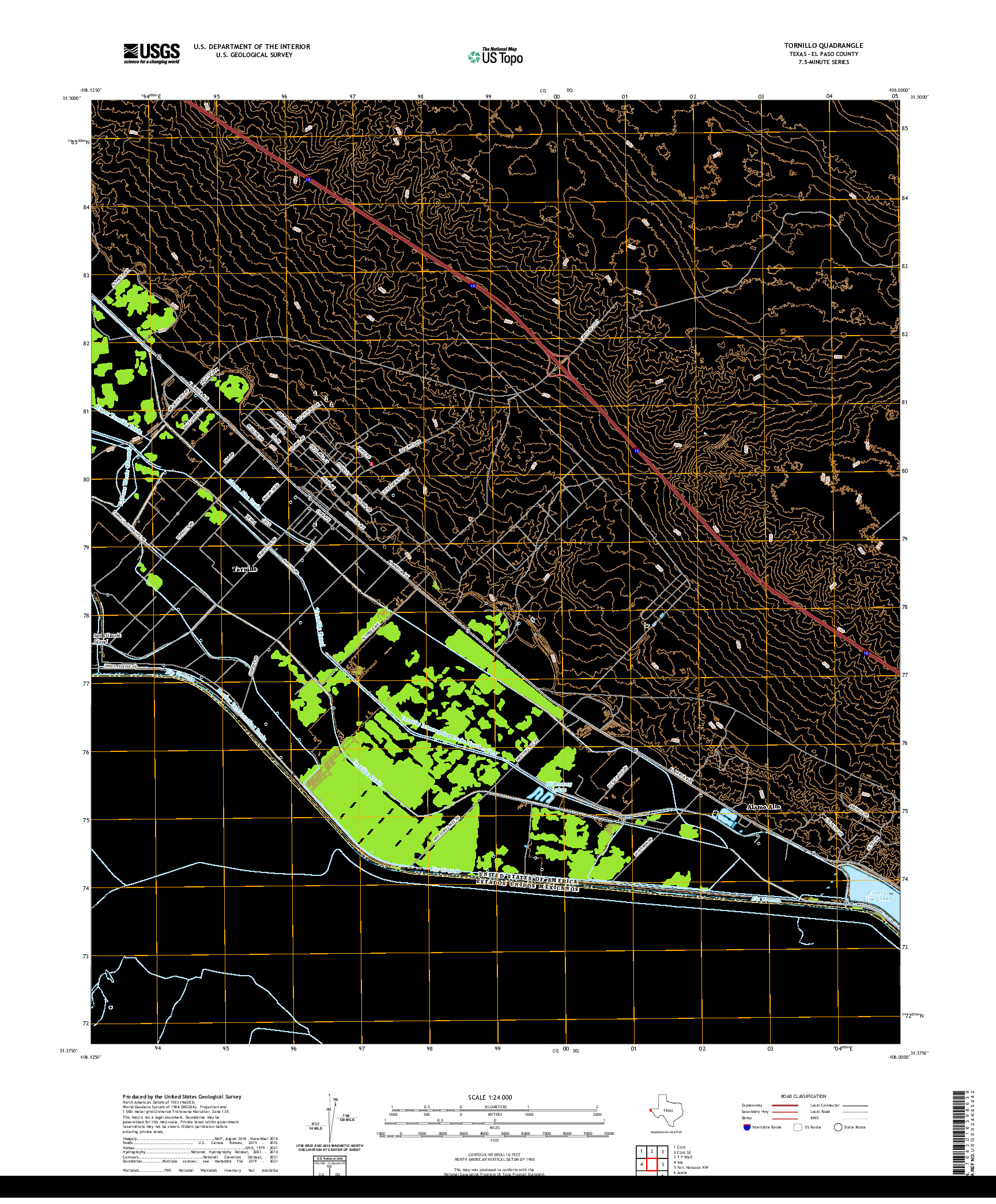 US TOPO 7.5-MINUTE MAP FOR TORNILLO, TX,CHH