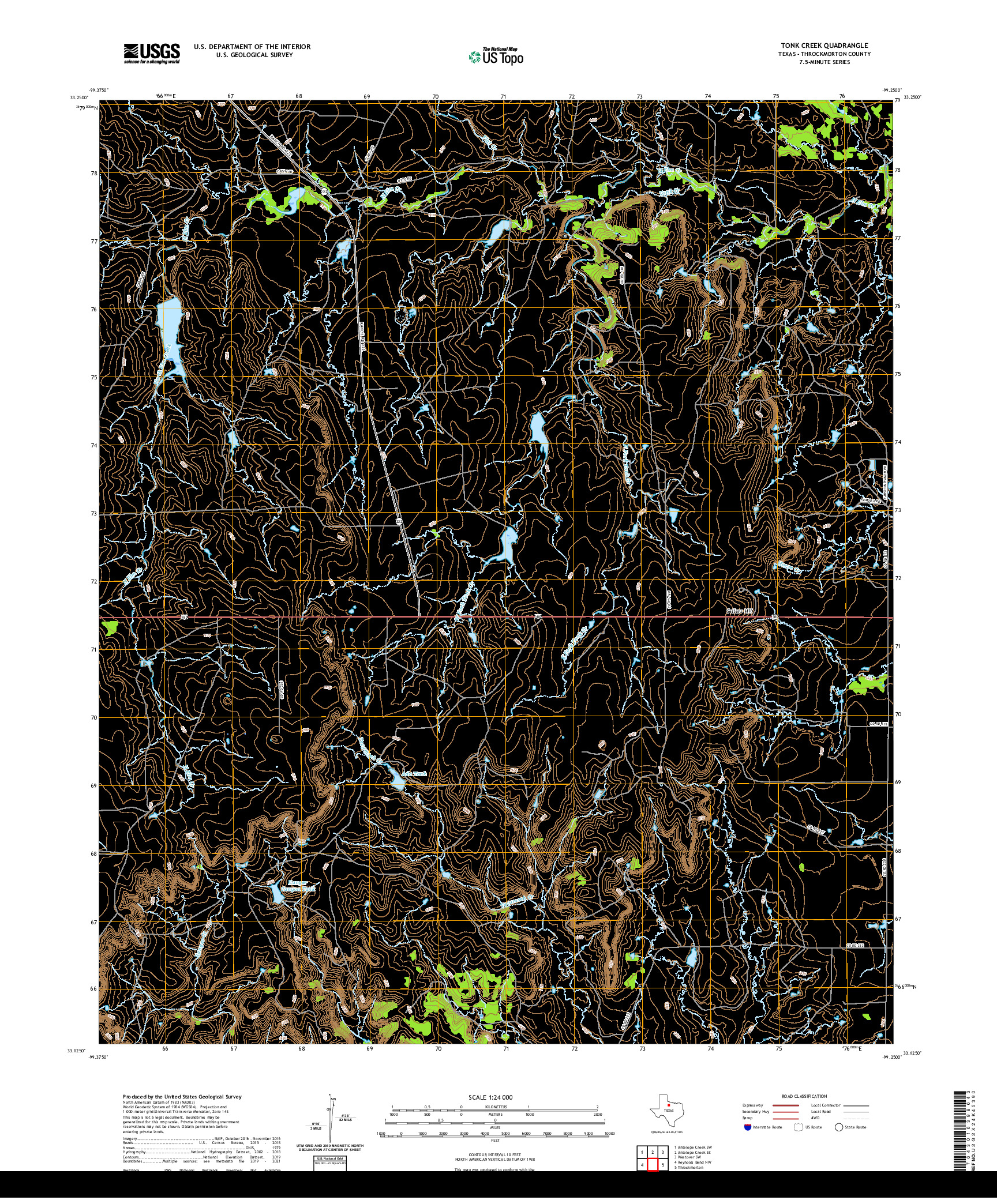 US TOPO 7.5-MINUTE MAP FOR TONK CREEK, TX