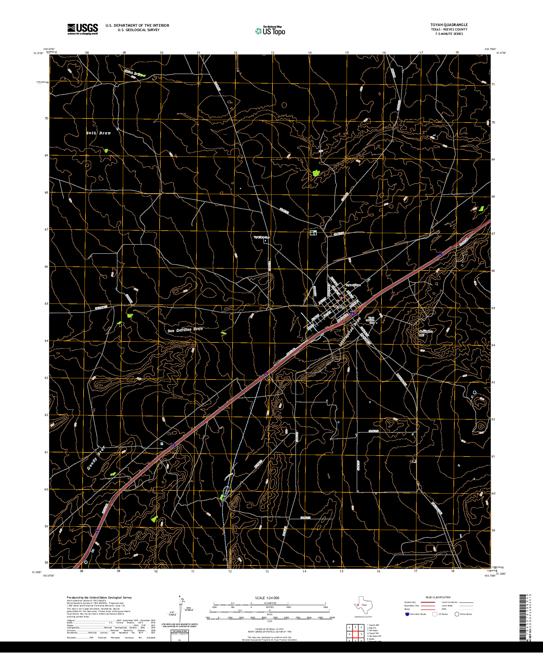 US TOPO 7.5-MINUTE MAP FOR TOYAH, TX
