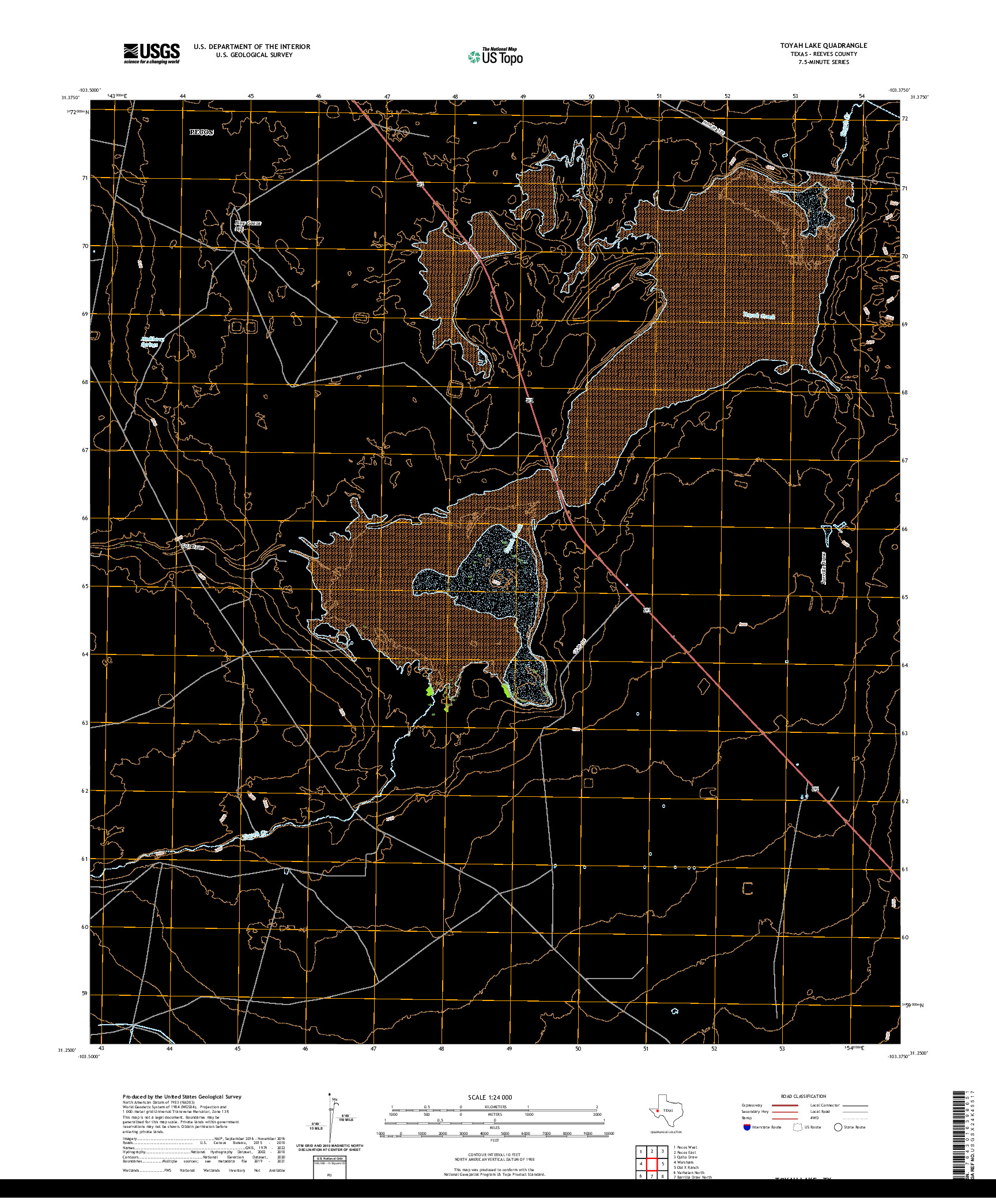 US TOPO 7.5-MINUTE MAP FOR TOYAH LAKE, TX