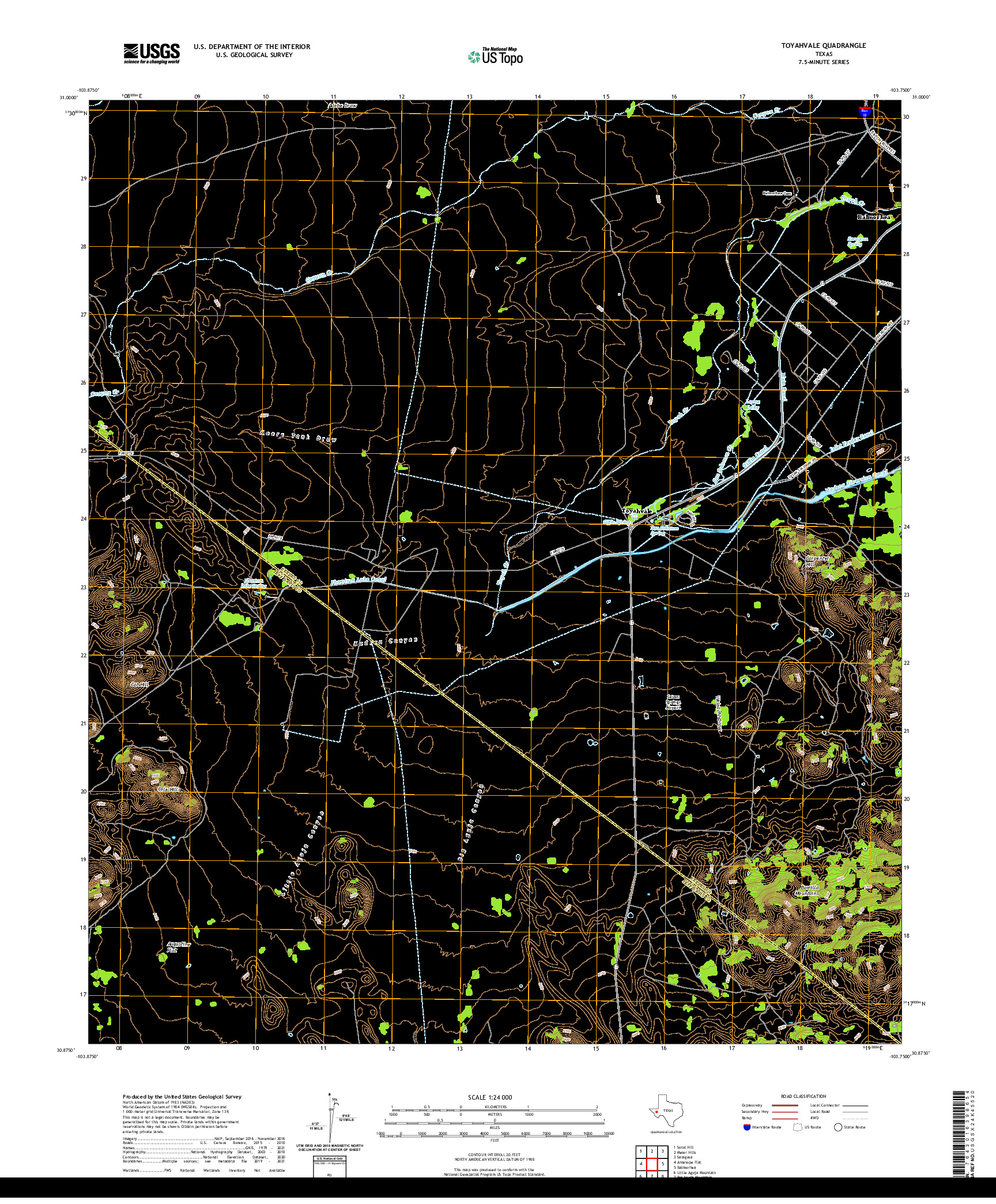 US TOPO 7.5-MINUTE MAP FOR TOYAHVALE, TX