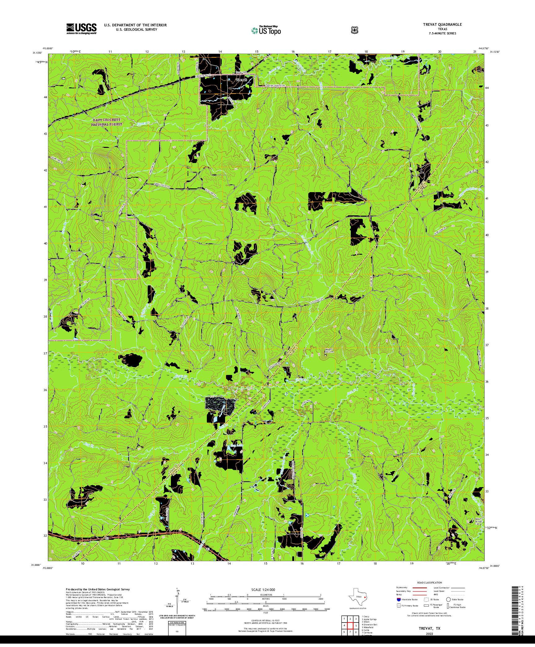 US TOPO 7.5-MINUTE MAP FOR TREVAT, TX