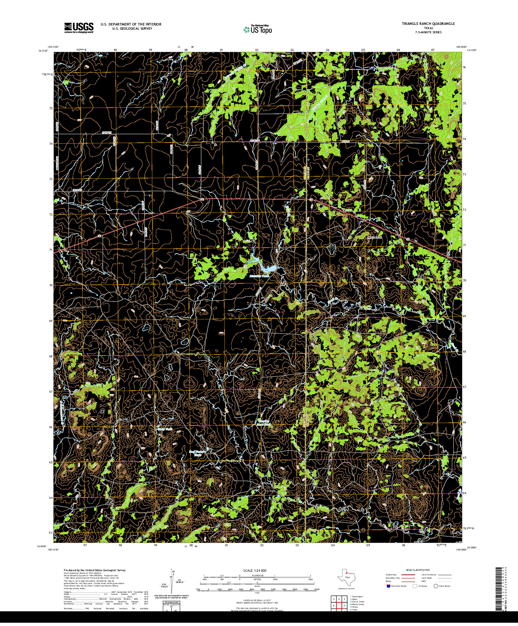 US TOPO 7.5-MINUTE MAP FOR TRIANGLE RANCH, TX