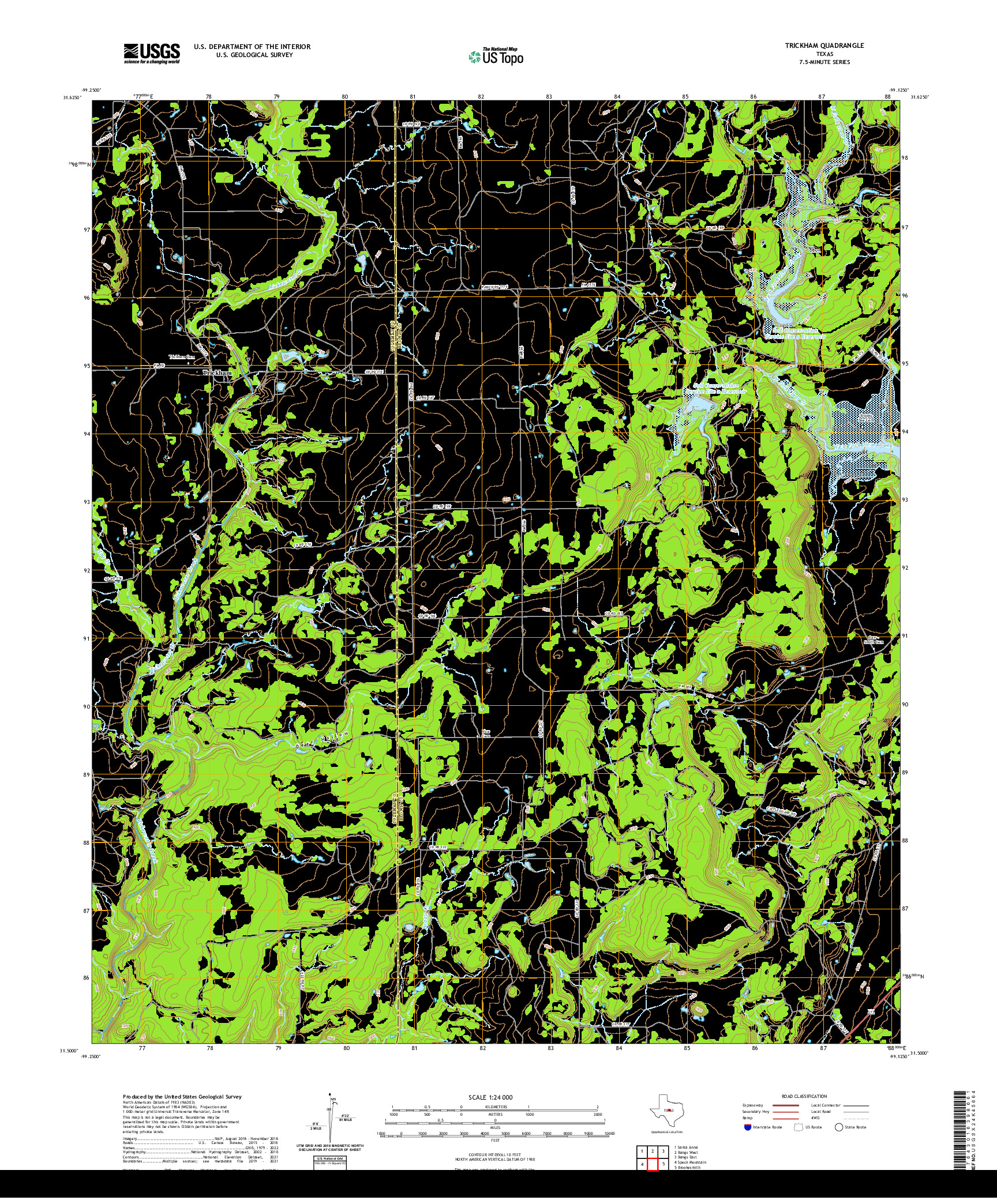 US TOPO 7.5-MINUTE MAP FOR TRICKHAM, TX