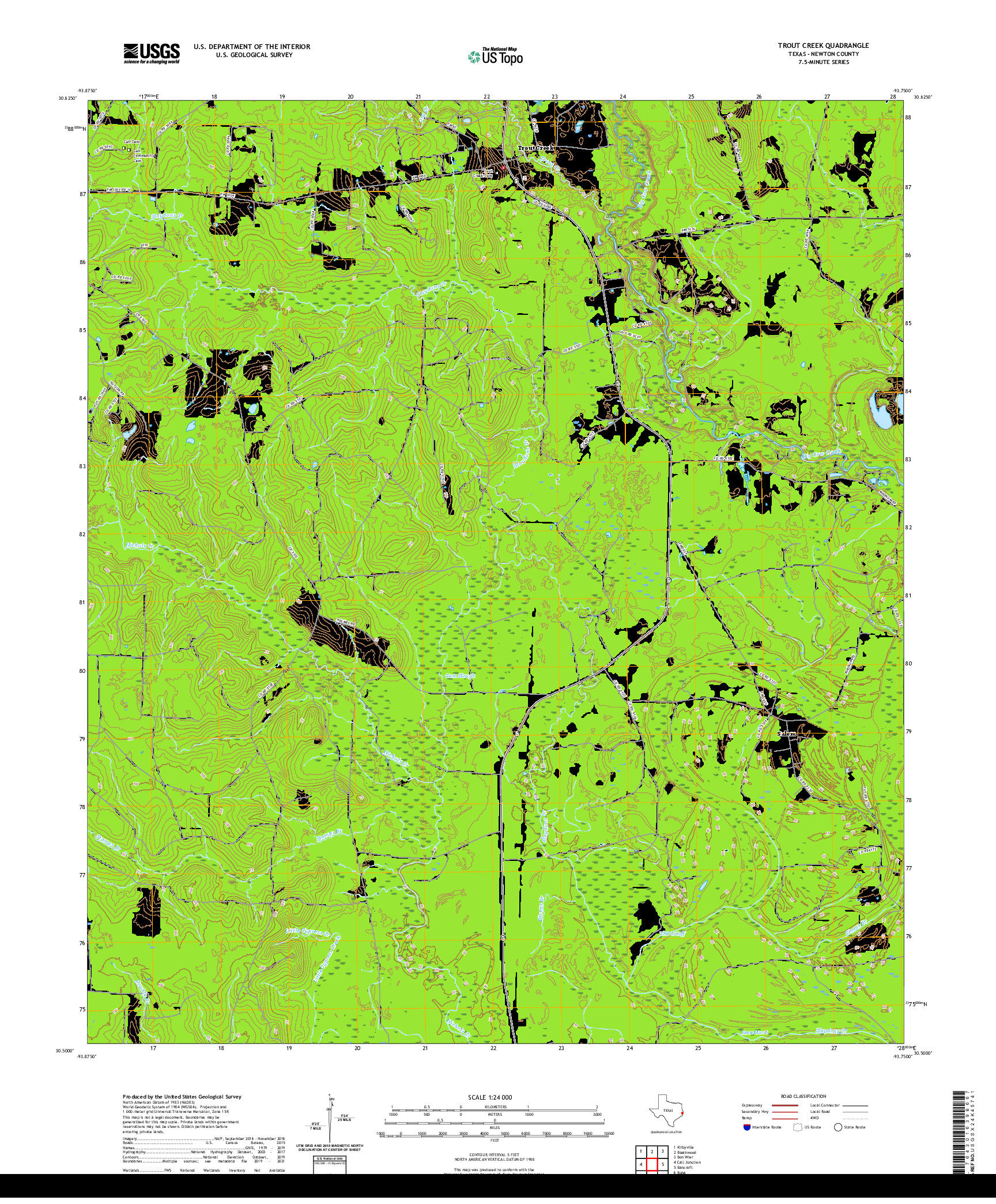 US TOPO 7.5-MINUTE MAP FOR TROUT CREEK, TX