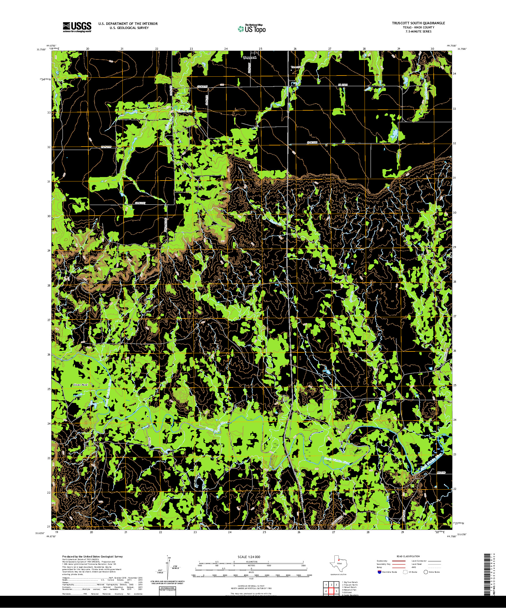 US TOPO 7.5-MINUTE MAP FOR TRUSCOTT SOUTH, TX