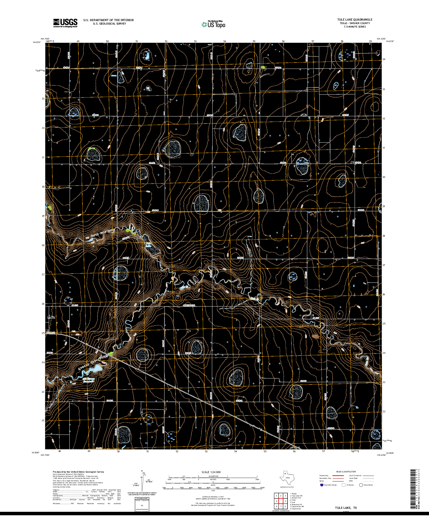 US TOPO 7.5-MINUTE MAP FOR TULE LAKE, TX