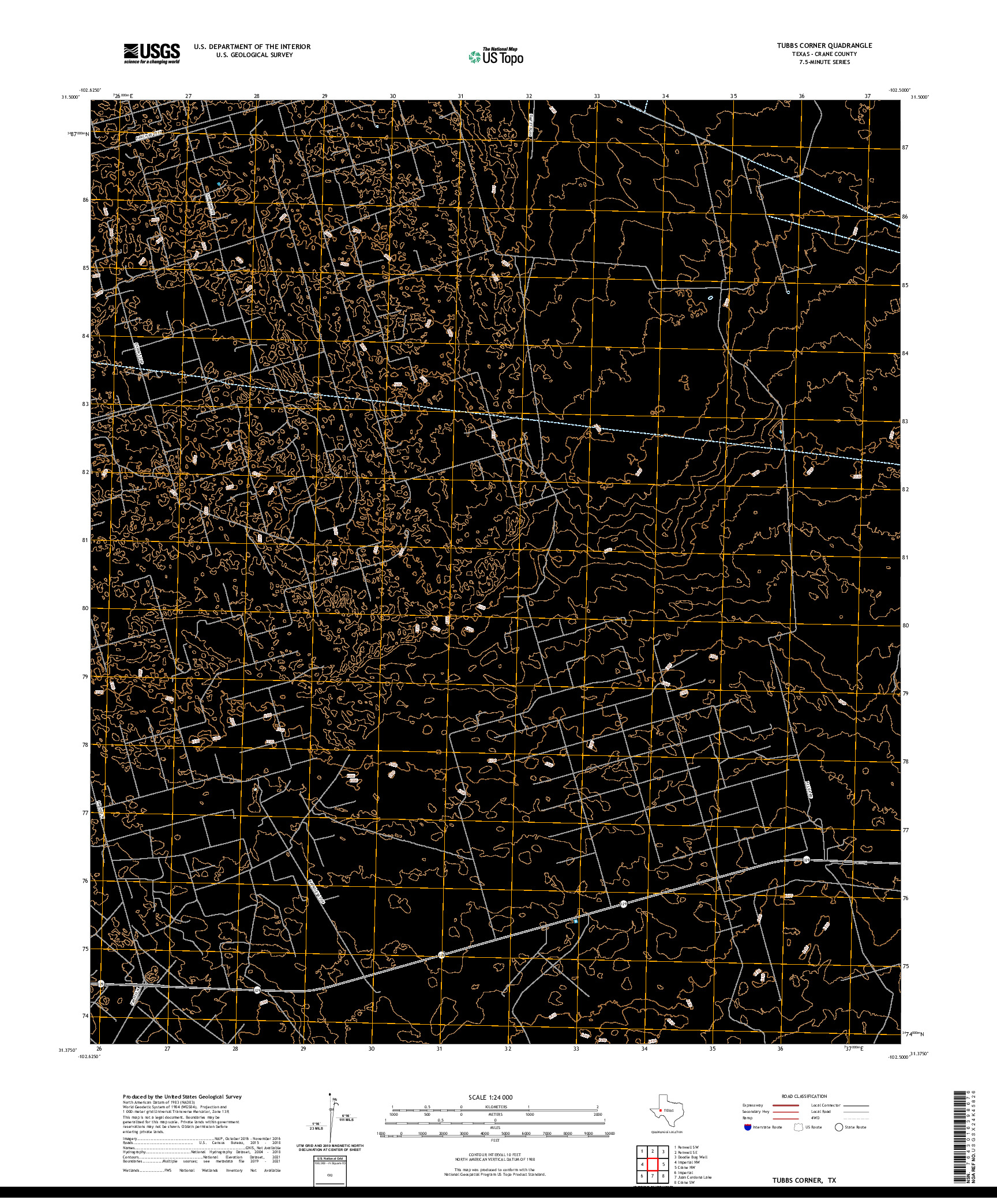 US TOPO 7.5-MINUTE MAP FOR TUBBS CORNER, TX