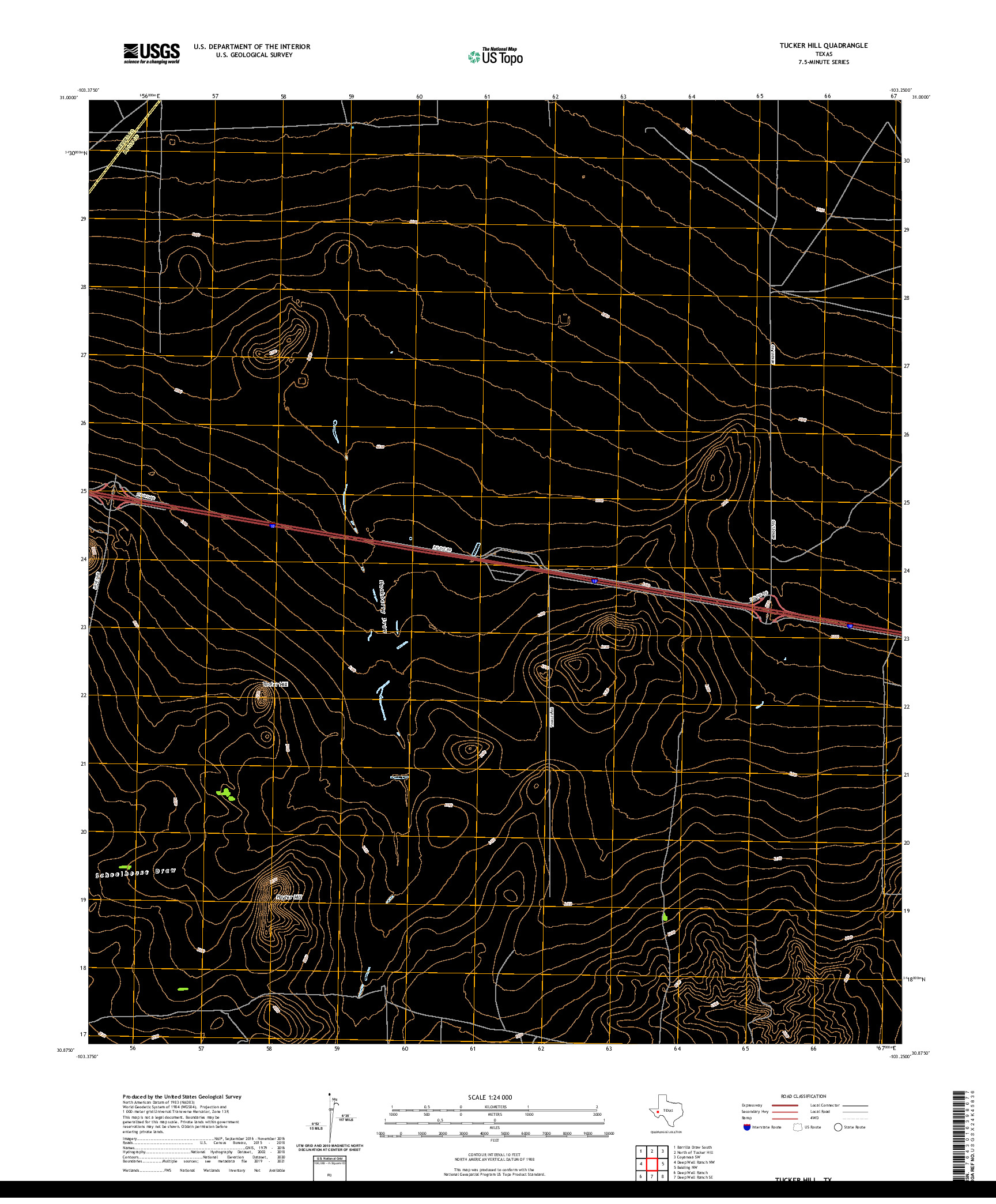 US TOPO 7.5-MINUTE MAP FOR TUCKER HILL, TX