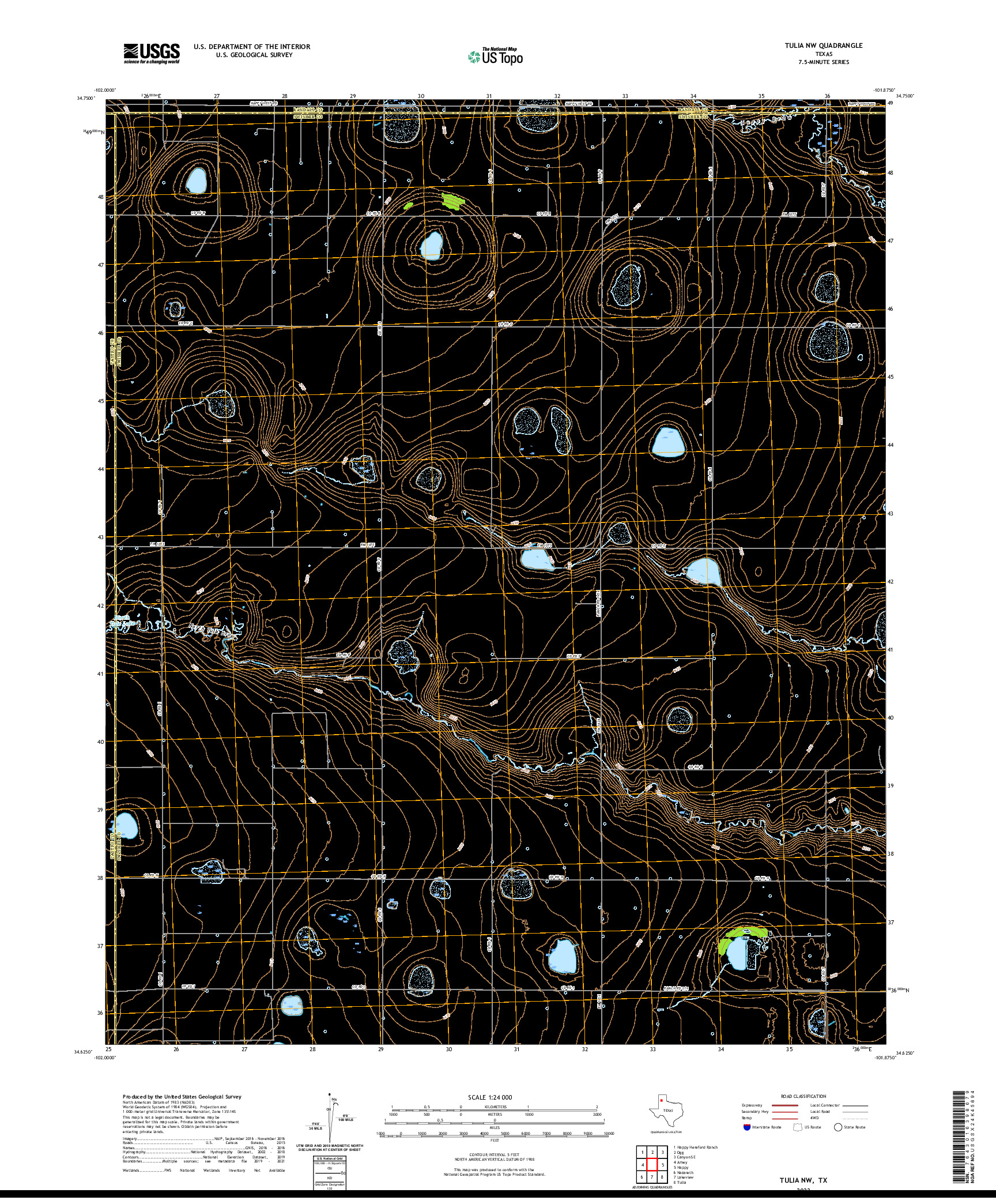 US TOPO 7.5-MINUTE MAP FOR TULIA NW, TX