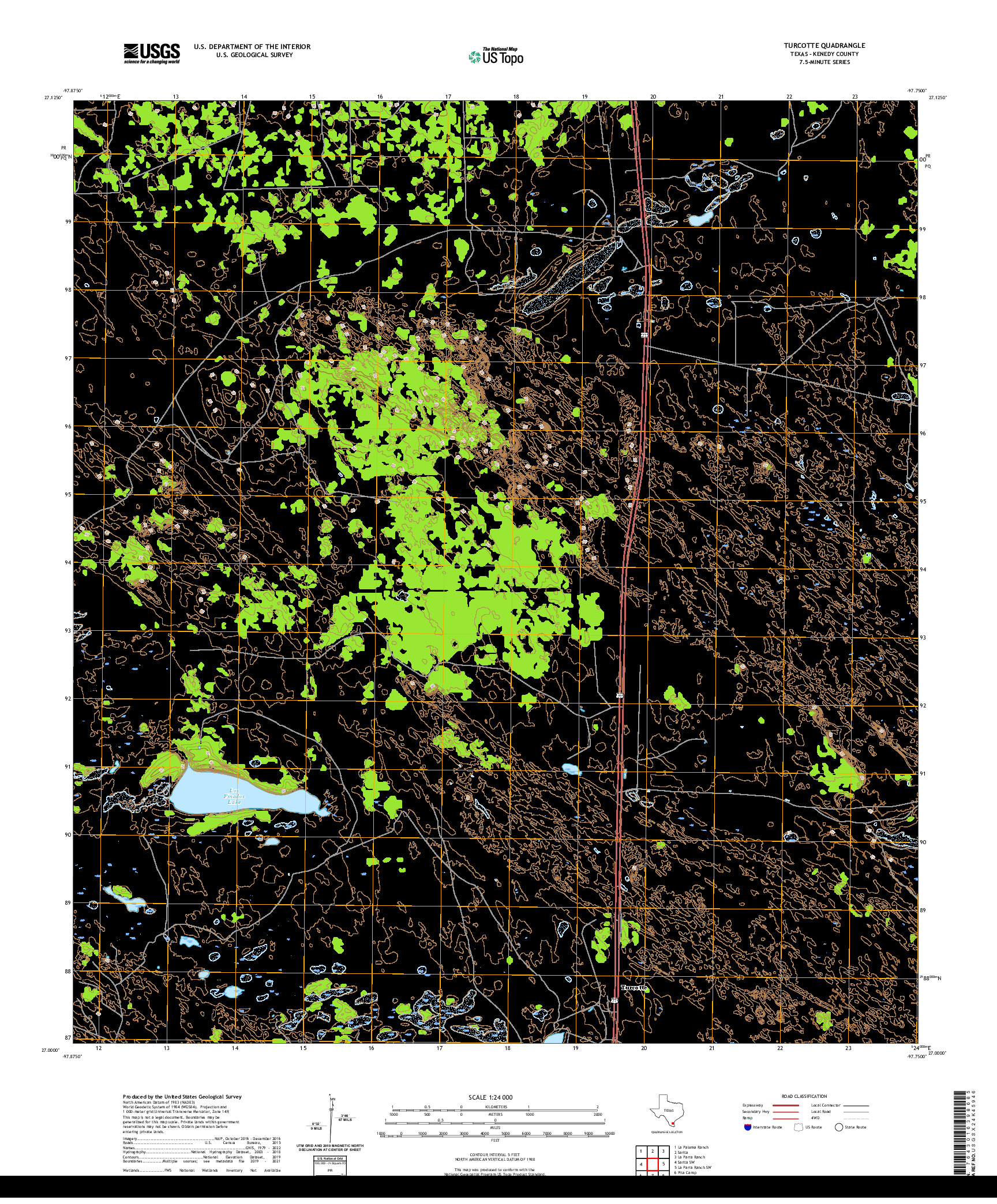 US TOPO 7.5-MINUTE MAP FOR TURCOTTE, TX