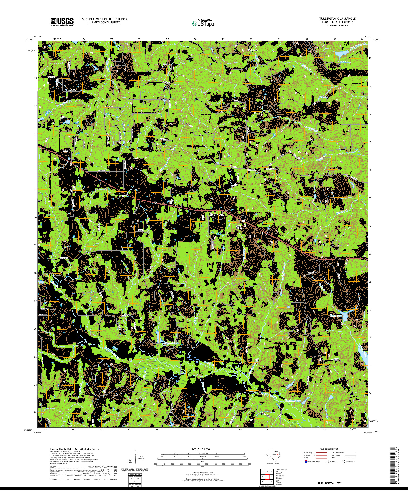 US TOPO 7.5-MINUTE MAP FOR TURLINGTON, TX