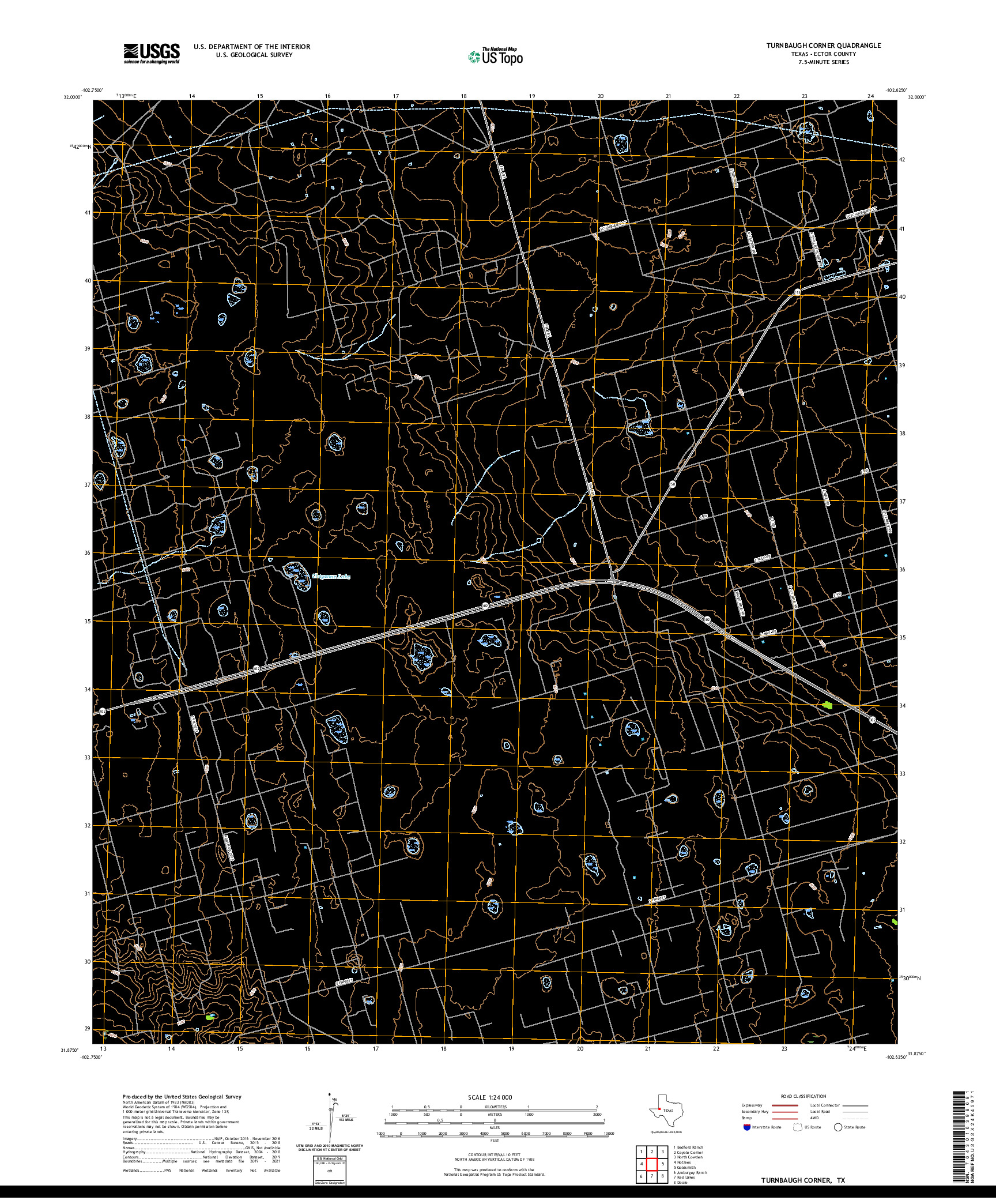 US TOPO 7.5-MINUTE MAP FOR TURNBAUGH CORNER, TX